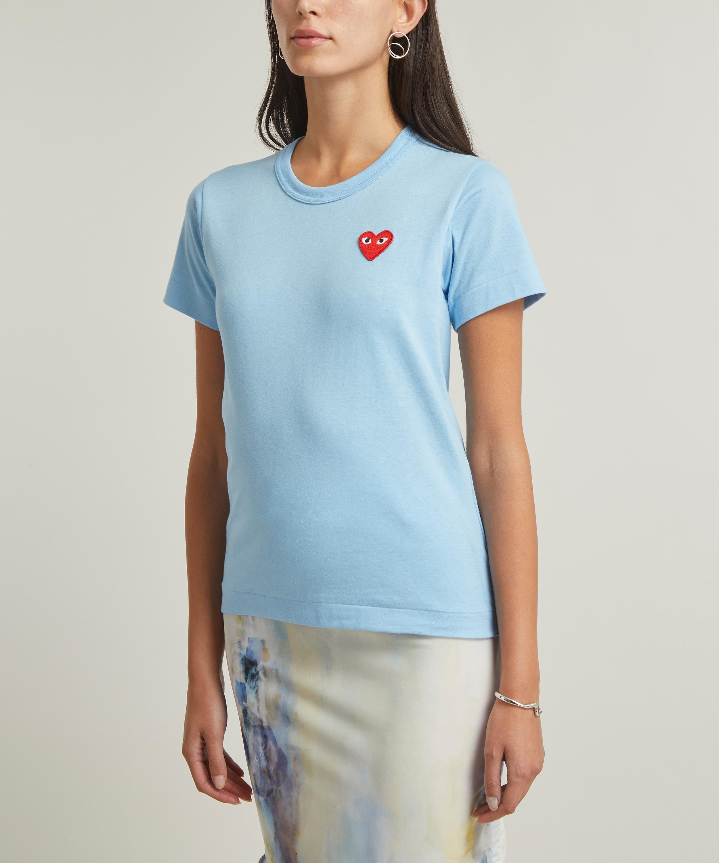 Cdg blue 2025 heart shirt