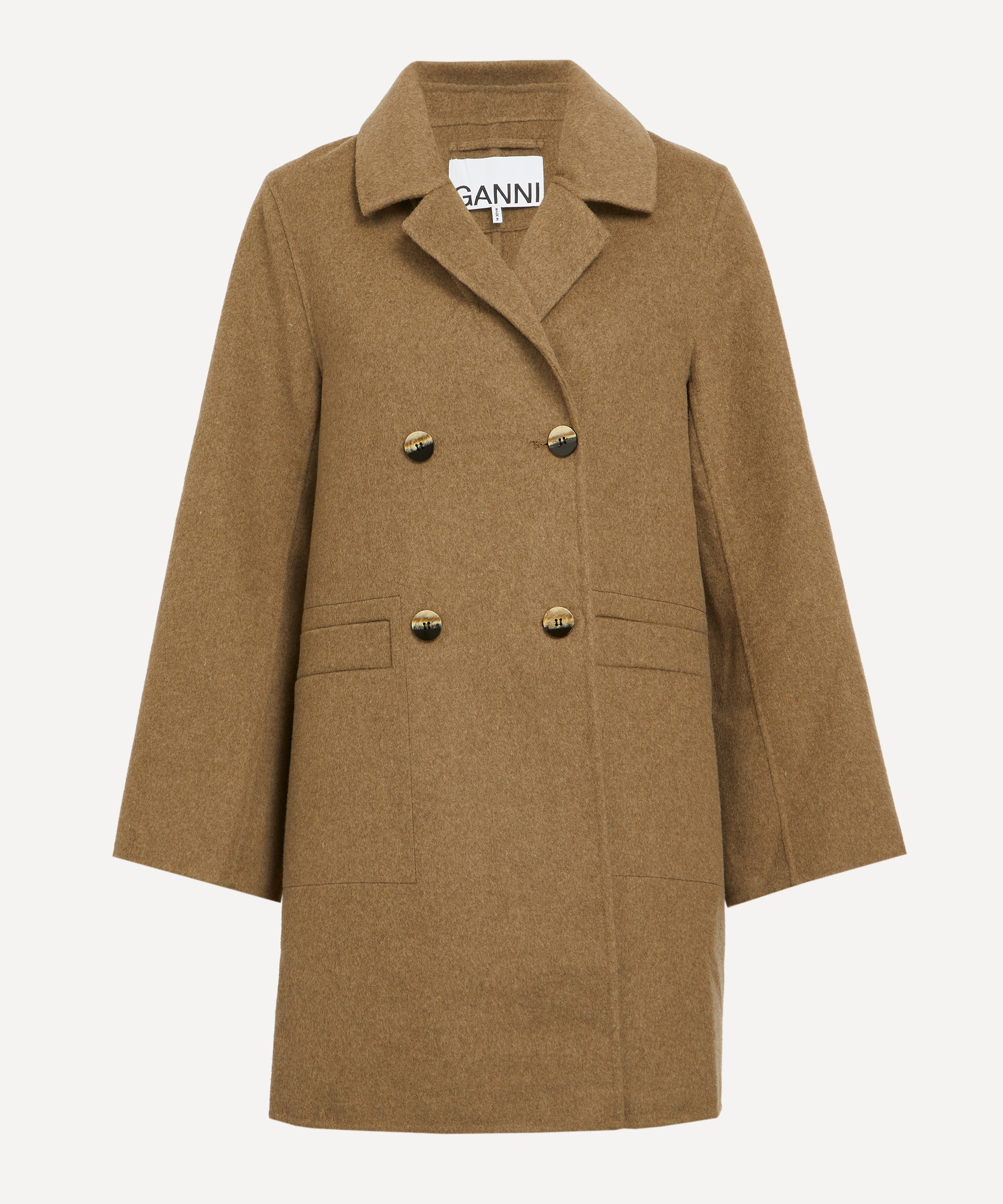 Ganni Brown Wool Midi Jacket | Liberty