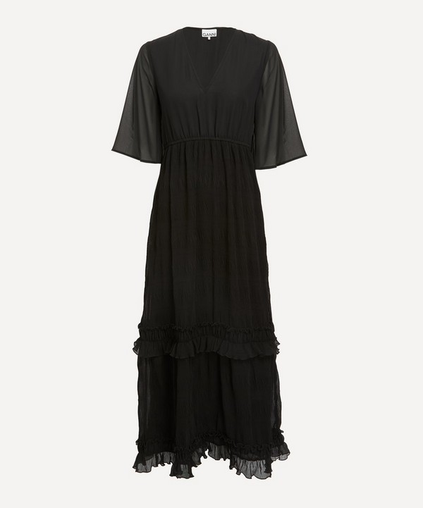 Ganni - Black Pleated Georgette Dress
