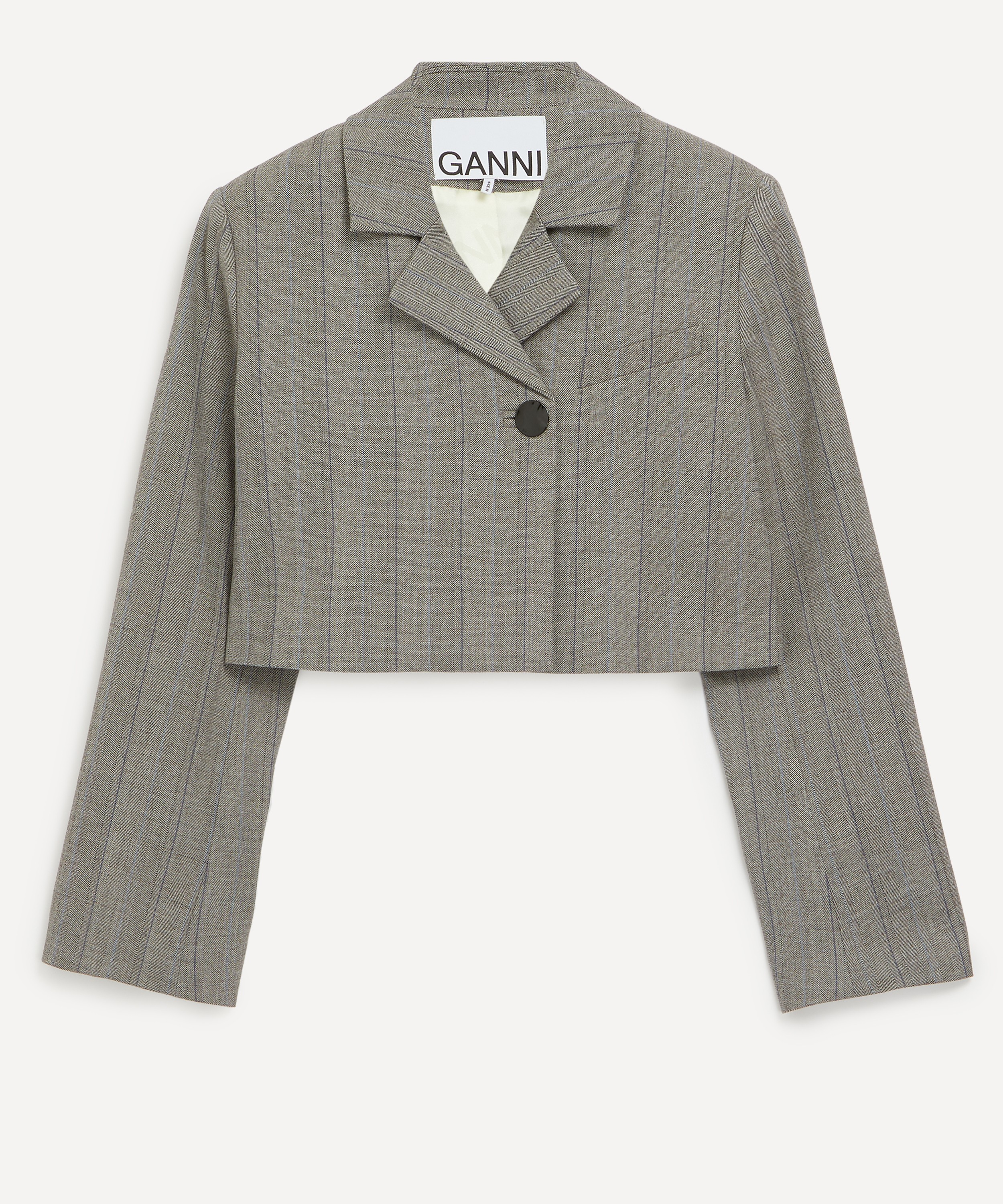 Ganni Grey Herringbone Suiting Blazer | Liberty