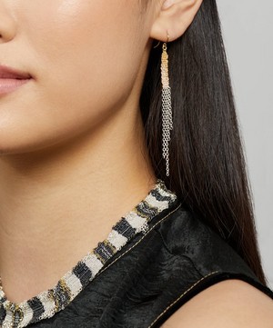 Stephanie Schneider - Gold-Plated Rose Degrade Woven Chain Drop Earrings image number 1