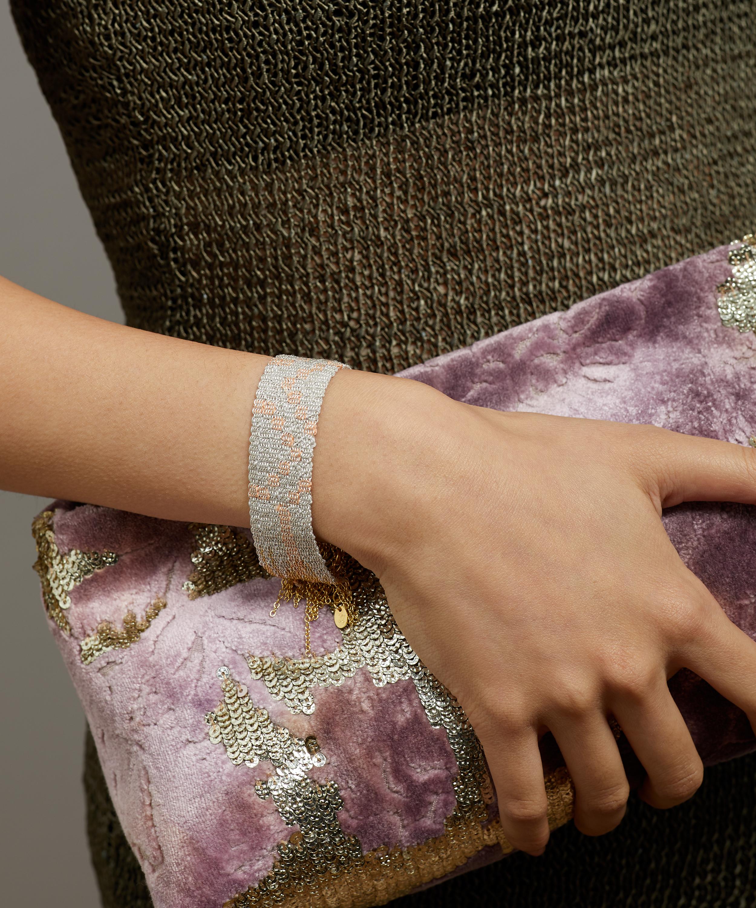 Stephanie Schneider - Gold-Plated Woven Chain Degrade Wide Bracelet image number 1