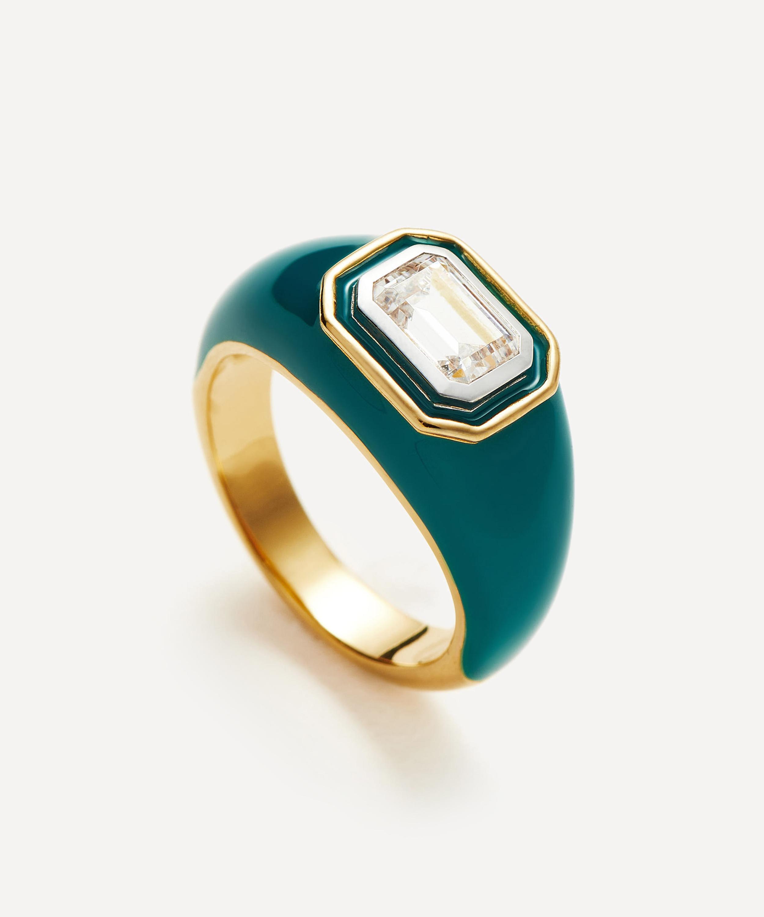 Missoma - 18ct Gold-Plated Vermeil Silver Enamel and Stone Dome Statement Ring