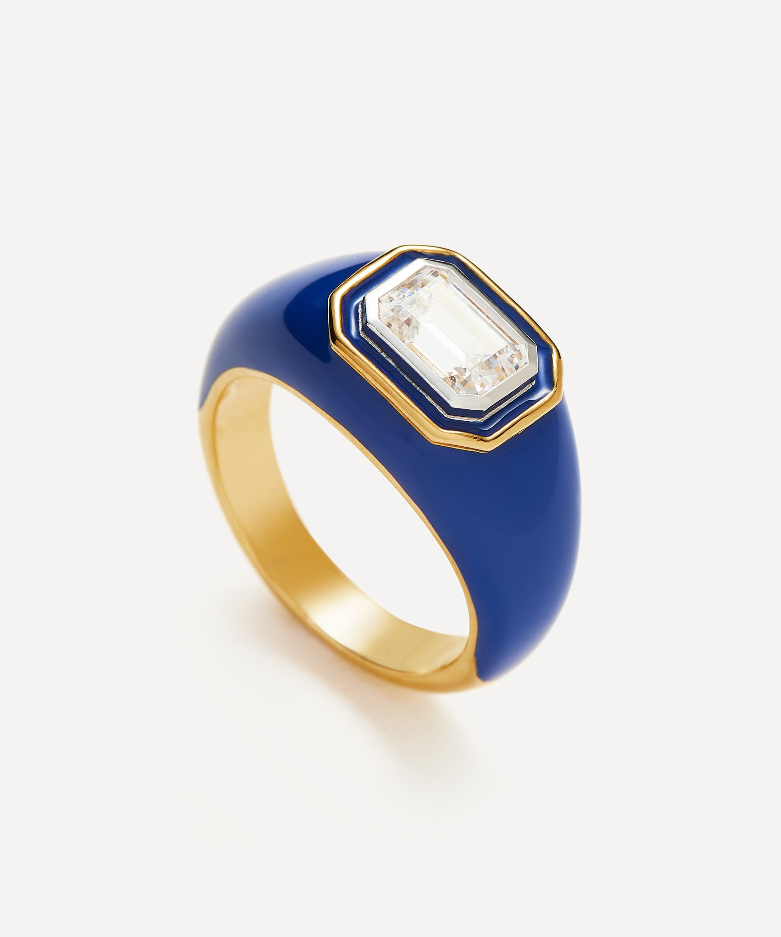 Missoma - 18ct Gold-Plated Vermeil Silver Enamel and Stone Dome Statement Ring image number 0