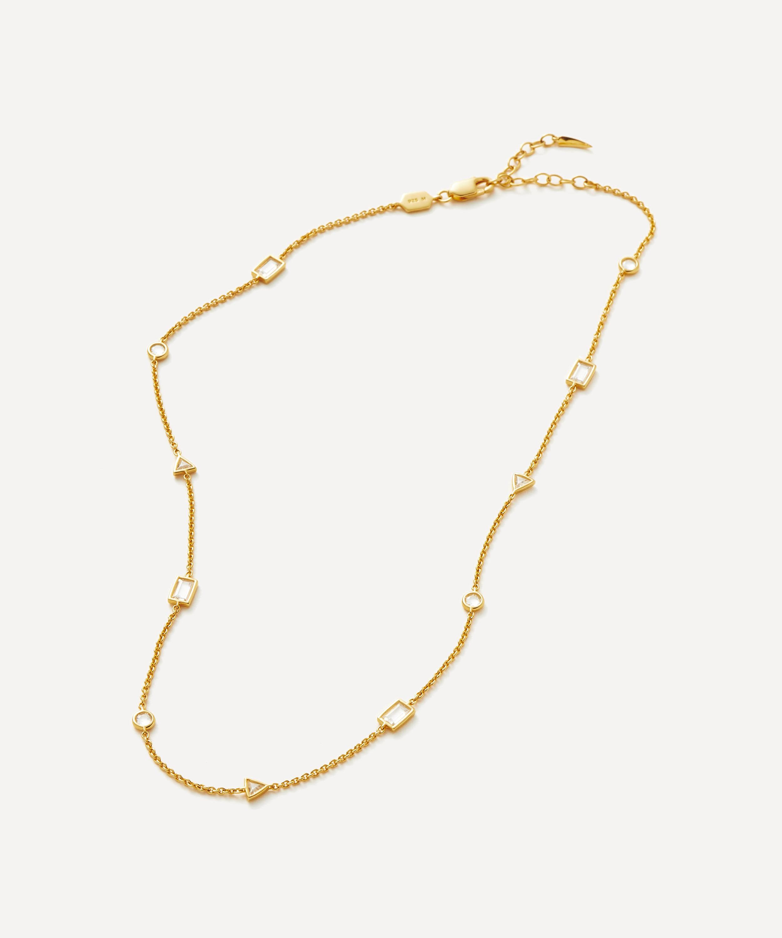 Missoma - 18ct Gold-Plated Vermeil Silver Floating Stone Charm Choker Necklace image number 4