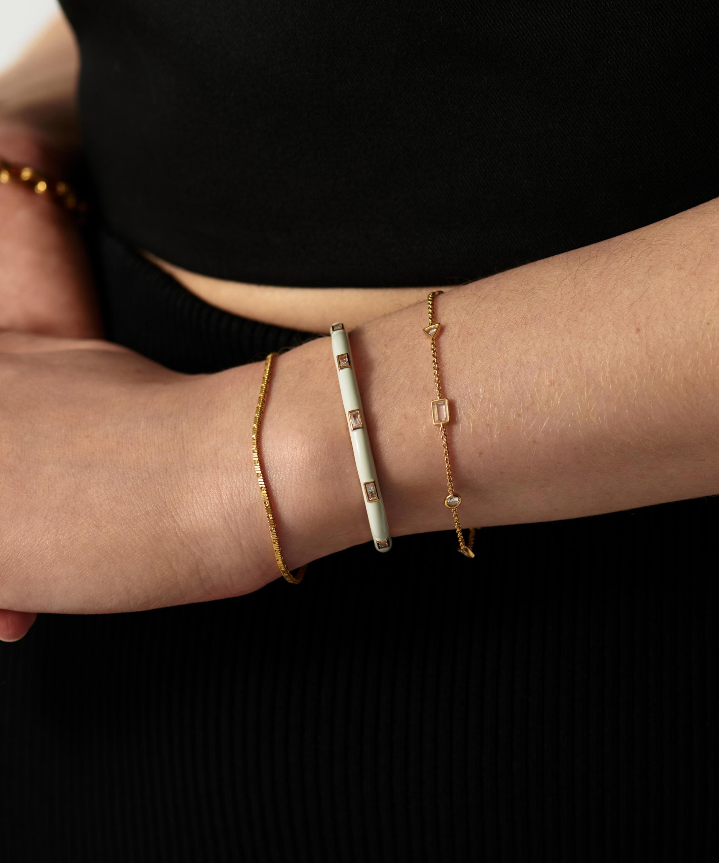 Missoma - 18ct Gold-Plated Vermeil Silver Enamel and Stone Cuff Bracelet image number 1