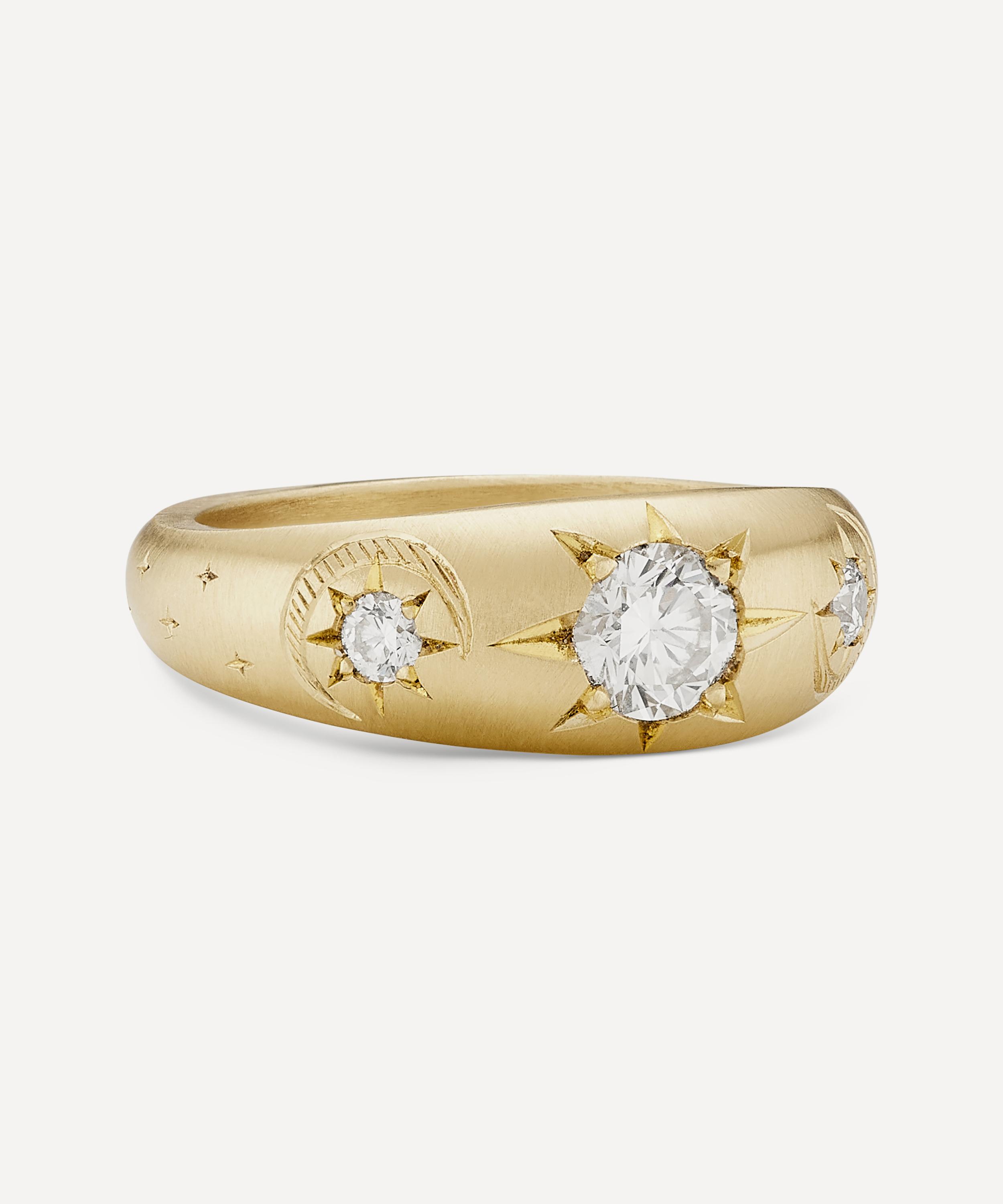 Cece Jewellery - 18ct Gold Cresent Moon Ring image number 1