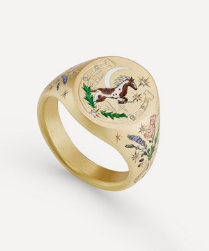Cece Jewellery - 18ct Gold Wild Horse Signet Ring image number 1