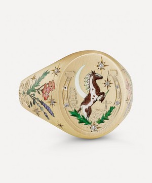Cece Jewellery - 18ct Gold Wild Horse Signet Ring image number 4