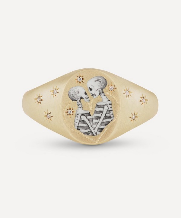 Cece Jewellery - 18ct Gold Skeleton Lovers Signet Ring image number null