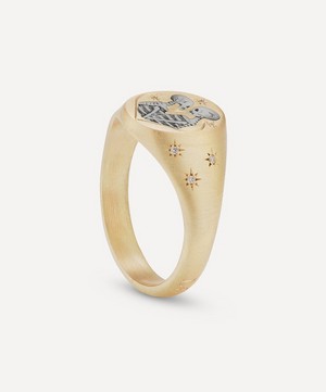 Cece Jewellery - 18ct Gold Skeleton Lovers Signet Ring image number 3