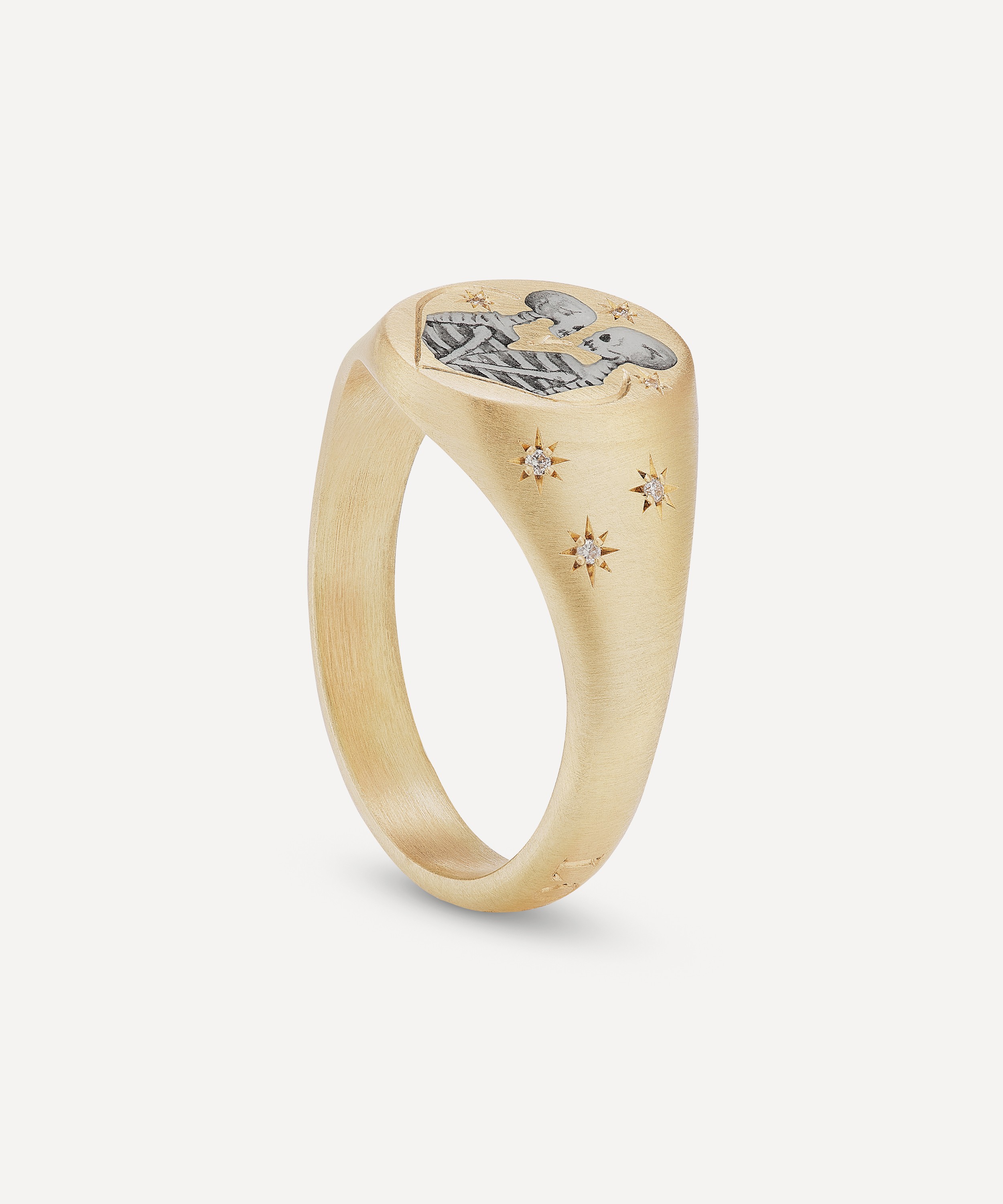 Cece Jewellery - 18ct Gold Skeleton Lovers Signet Ring image number 8