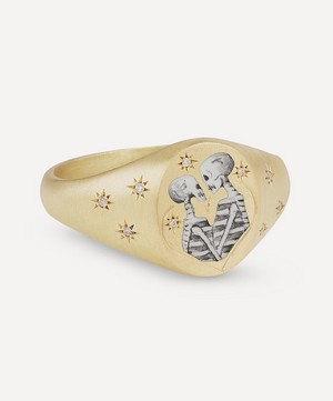 Cece Jewellery - 18ct Gold Skeleton Lovers Signet Ring image number 4