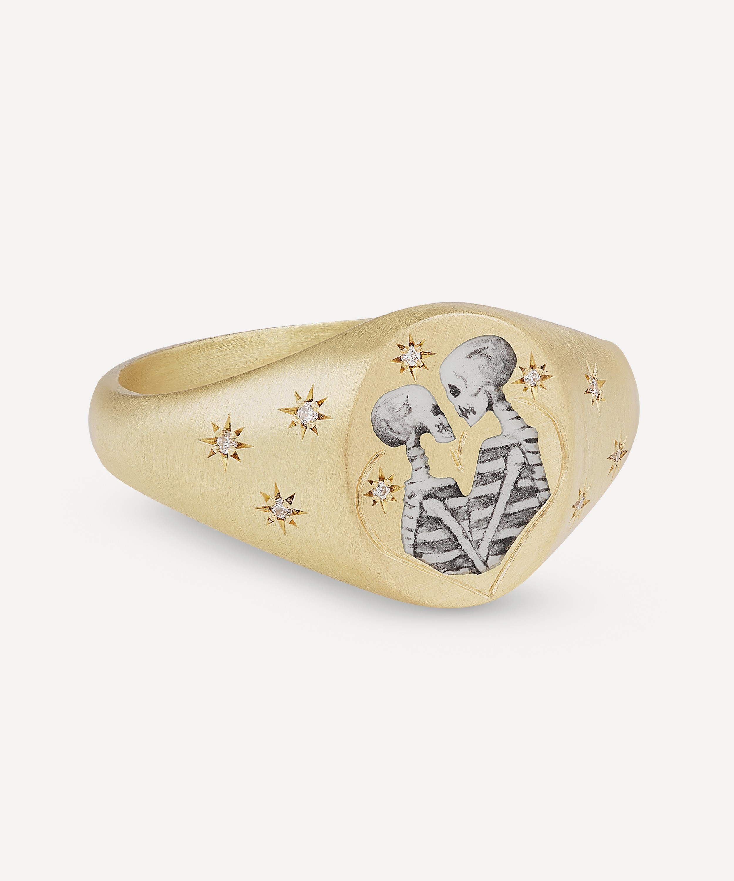 Cece Jewellery - 18ct Gold Skeleton Lovers Signet Ring image number 9