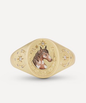 Cece Jewellery - 18ct Gold Skeleton Lovers Signet Ring image number 5