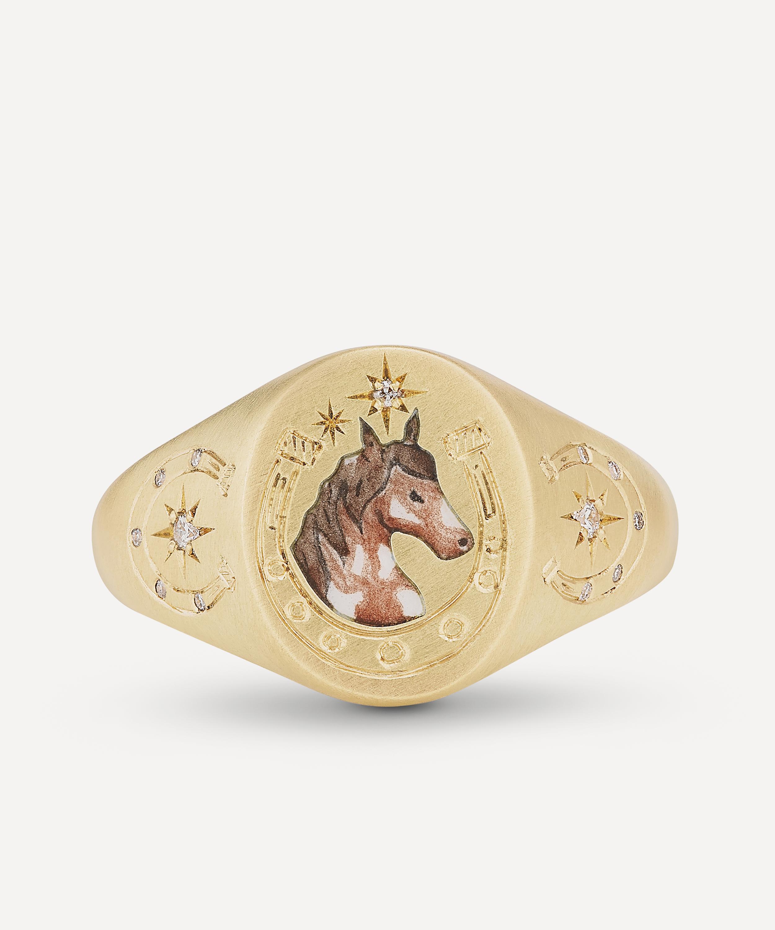 Cece Jewellery - 18ct Gold Skeleton Lovers Signet Ring image number 5