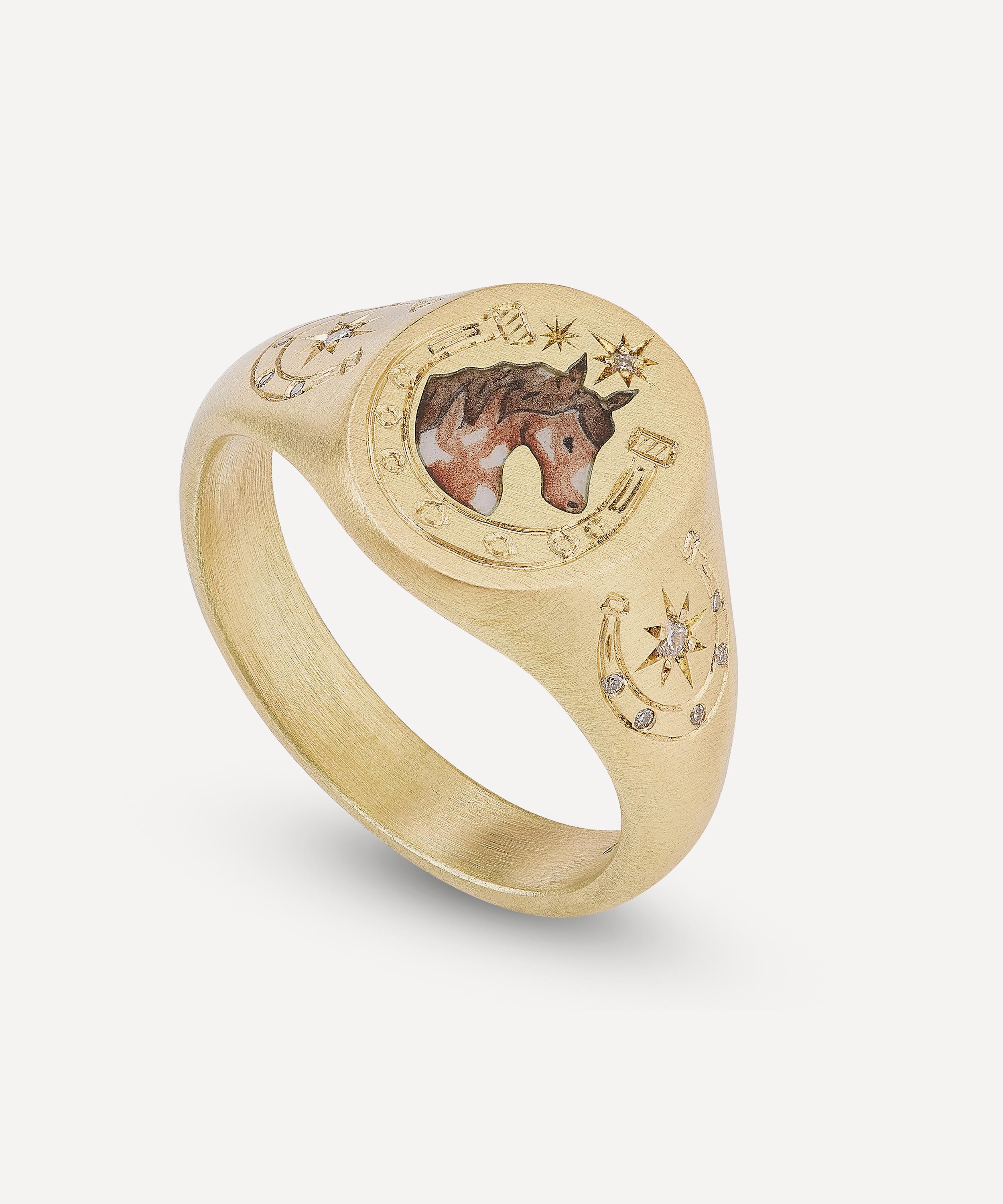 Cece Jewellery 18ct Gold Skeleton Lovers Signet Ring | Liberty