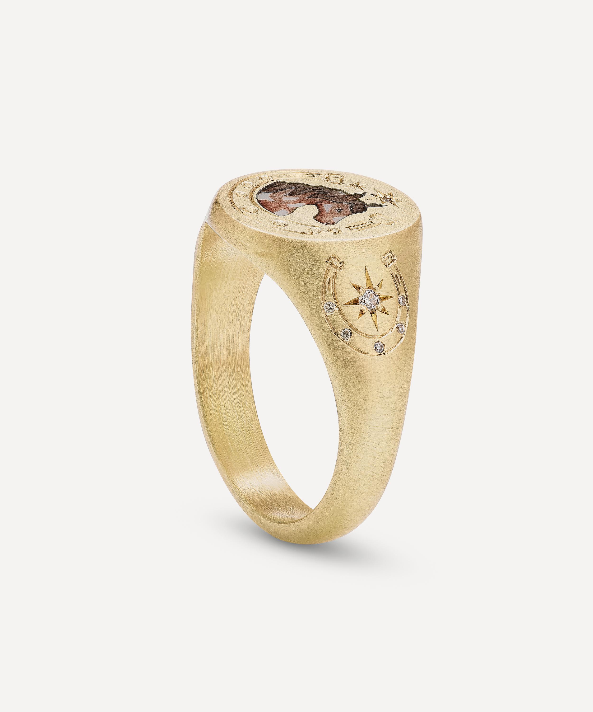 Cece Jewellery - 18ct Gold Skeleton Lovers Signet Ring image number 3