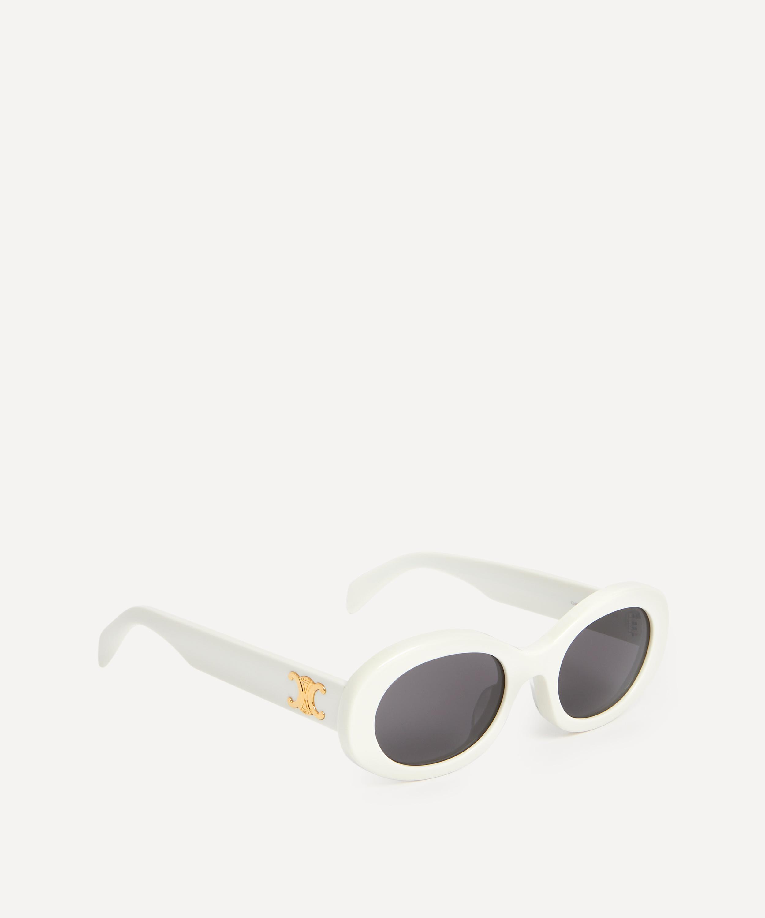 Celine - Triomphe White Acetate Oval Sunglasses image number 1