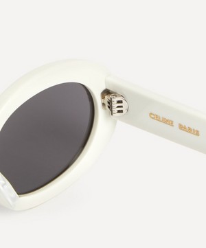 Celine - Triomphe White Acetate Oval Sunglasses image number 2