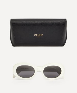 Celine - Triomphe White Acetate Oval Sunglasses image number 3