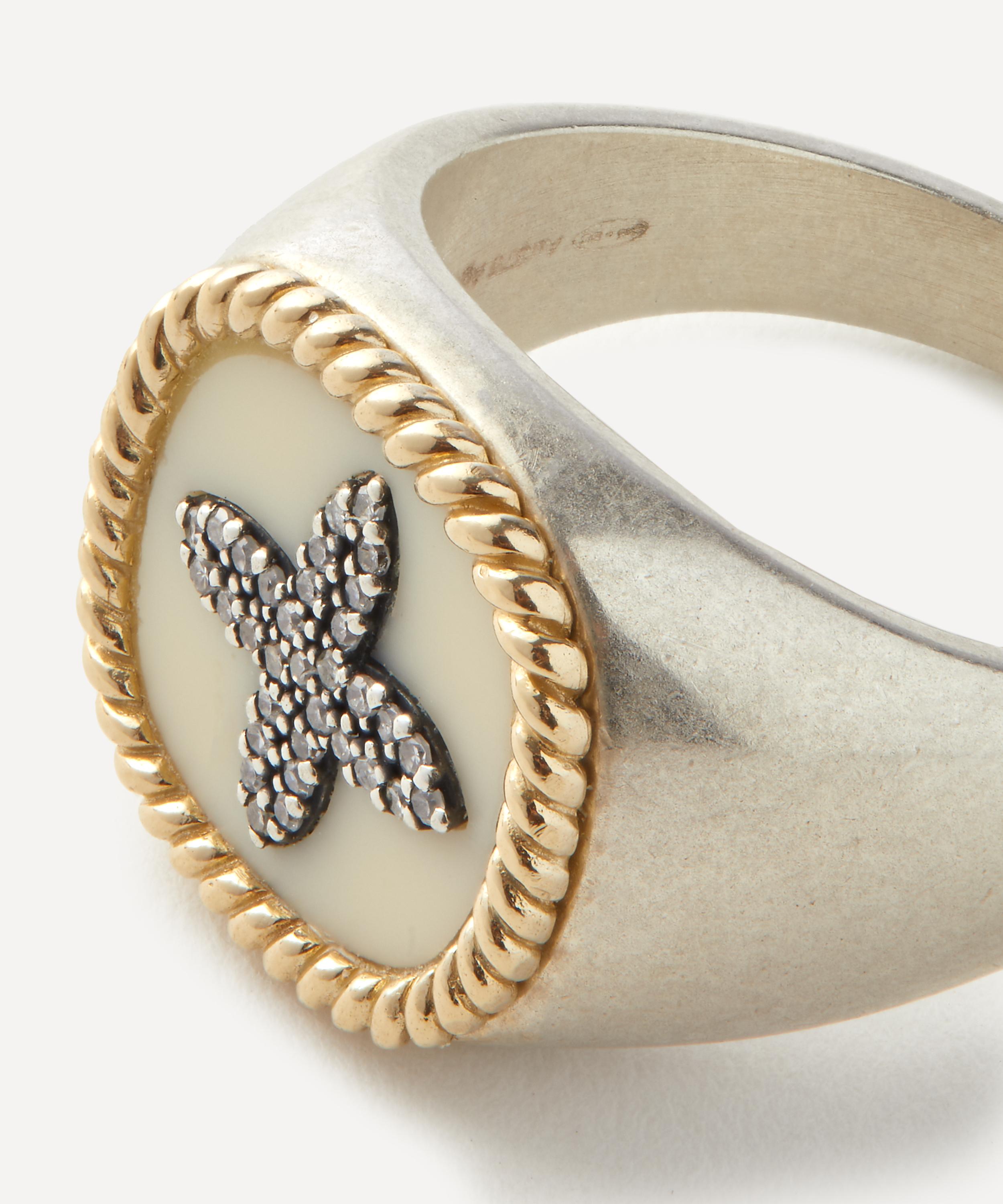 Pascale Monvoisin - Mixed Metal Bowie White Diamond Signet Ring image number 1