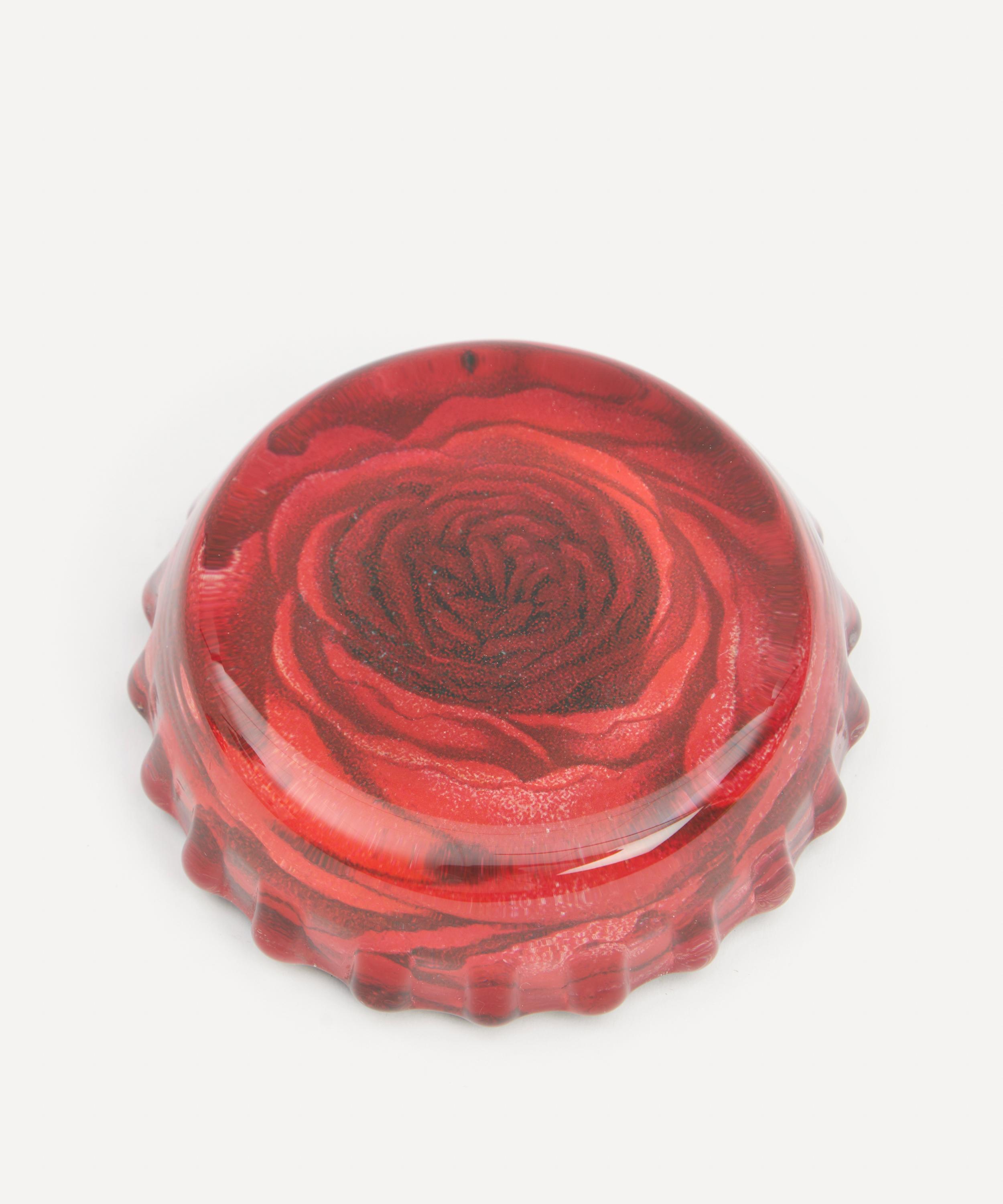 John Derian Red Rose Scalloped Dome Paperweight Liberty