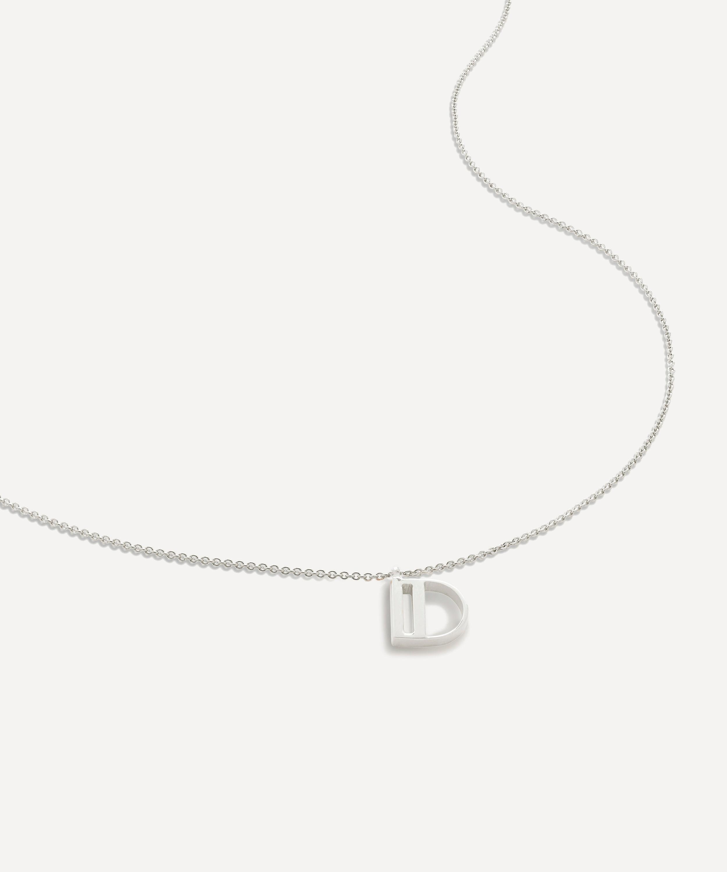 Monica Vinader - Sterling Silver Initial D Pendant Necklace image number 0