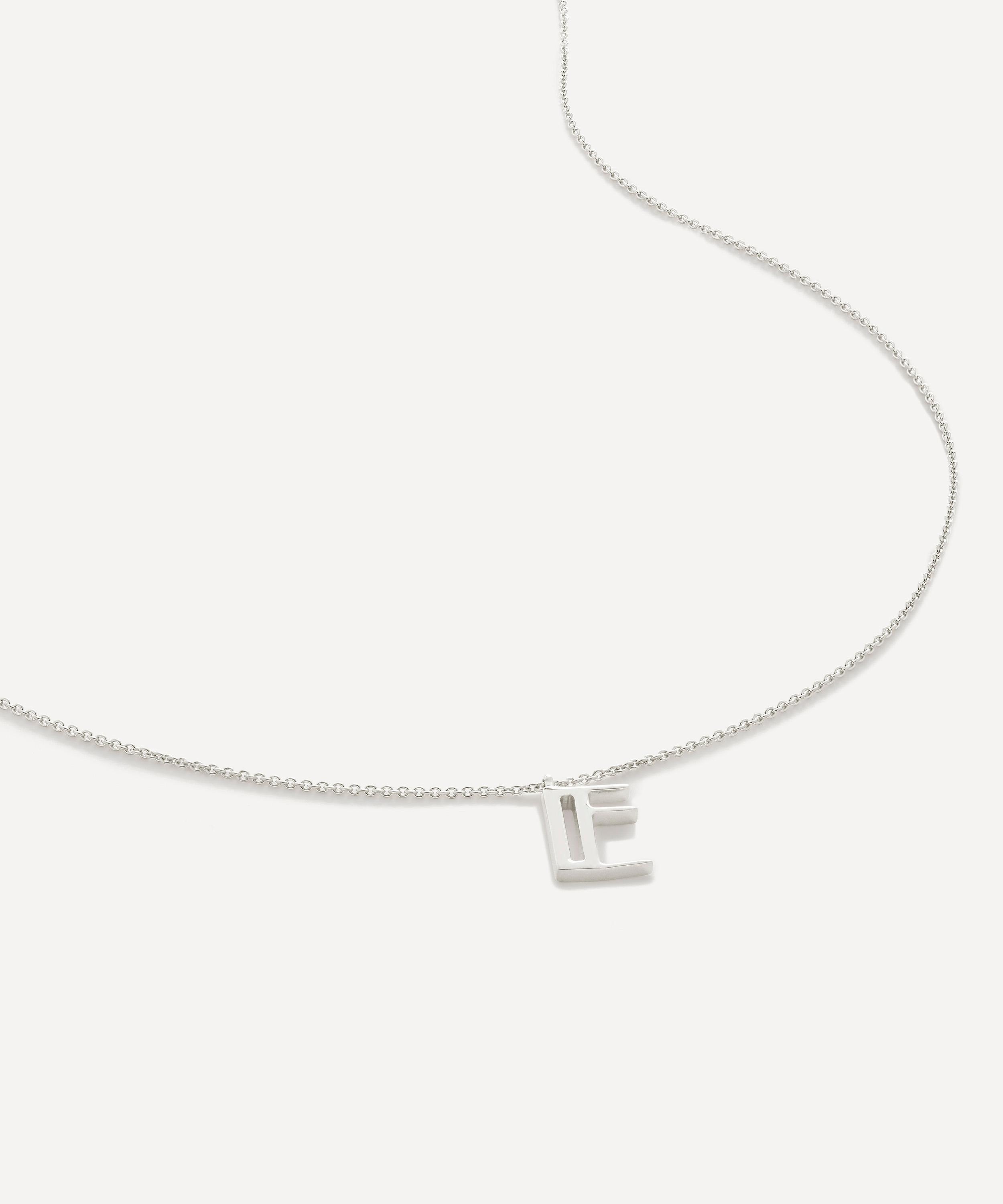 Monica Vinader - Sterling Silver Initial E Pendant Necklace image number 2