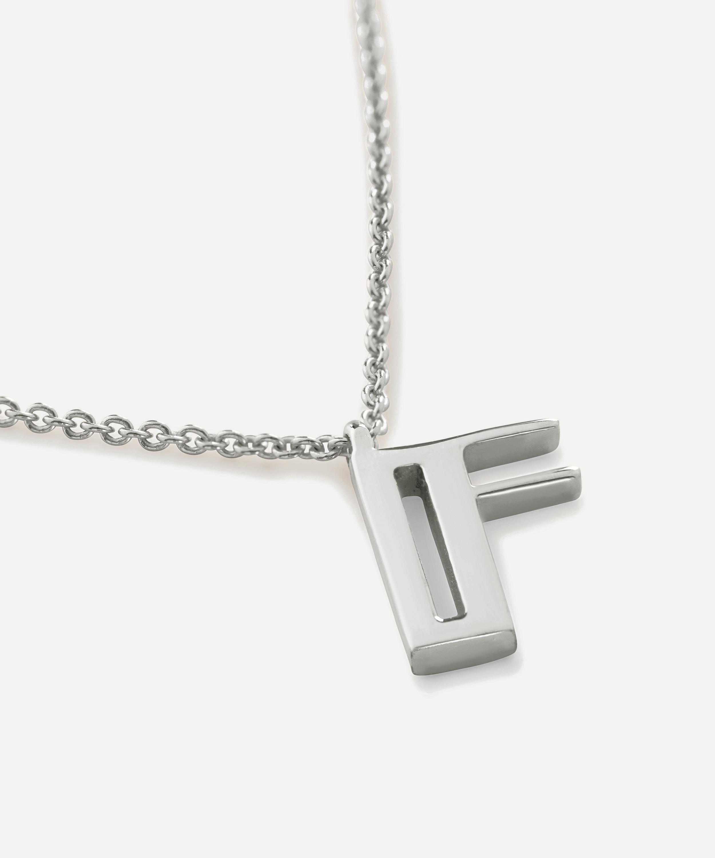 Monica Vinader - Sterling Silver Initial F Pendant Necklace image number 0