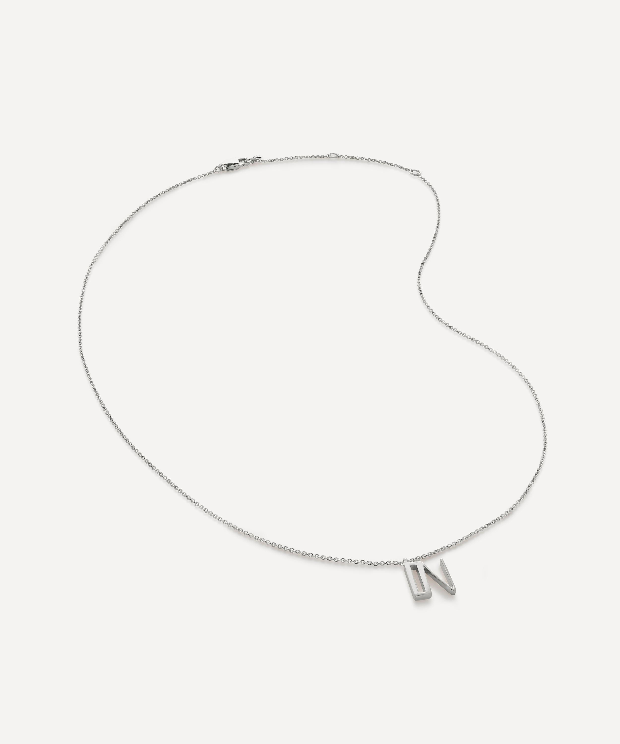 Monica Vinader - Sterling Silver Initial N Pendant Necklace image number 1