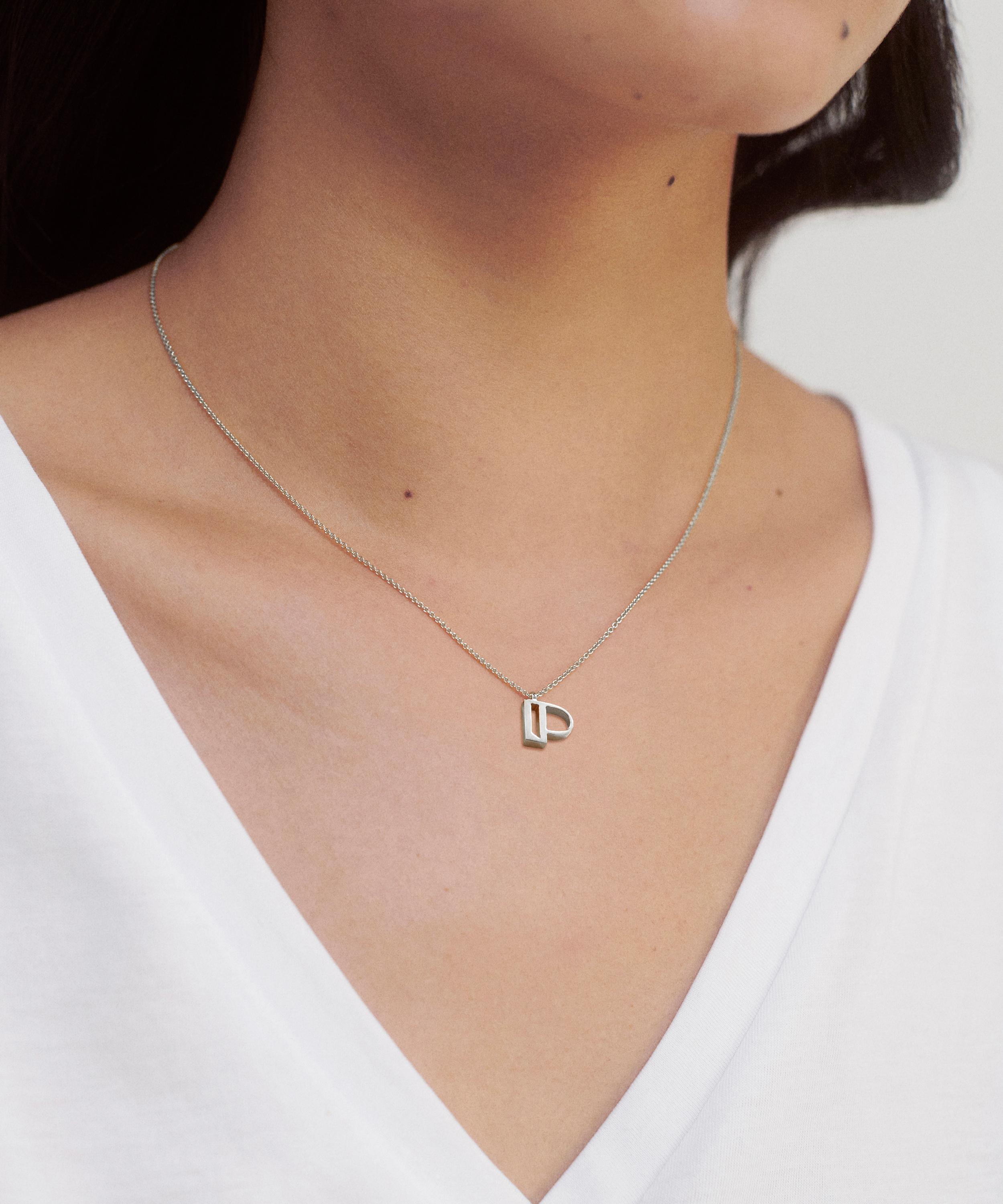 Monica Vinader - Sterling Silver Initial P Pendant Necklace image number 1