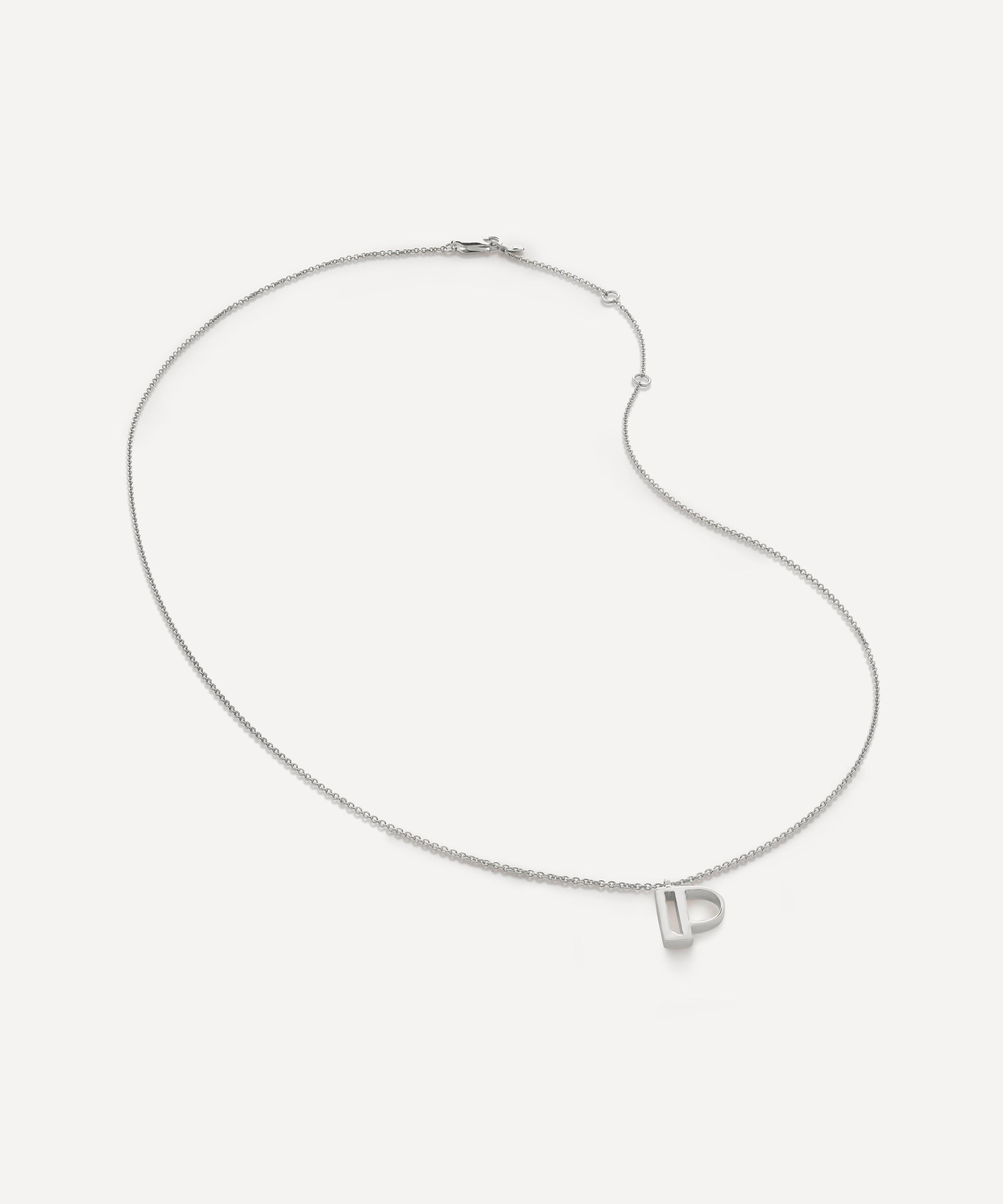 Monica Vinader - Sterling Silver Initial P Pendant Necklace image number 2