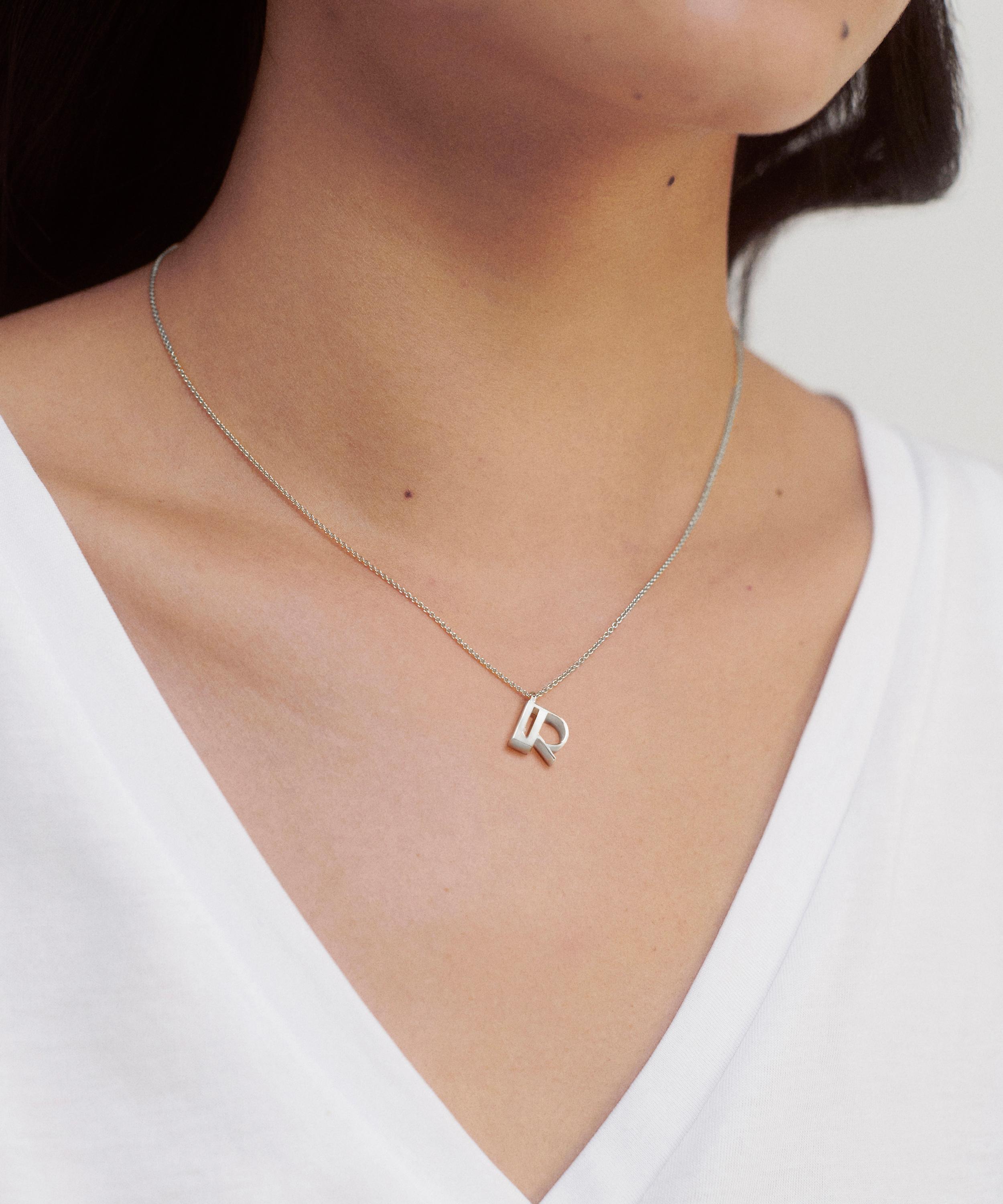 Monica Vinader - Sterling Silver Initial R Pendant Necklace image number 1