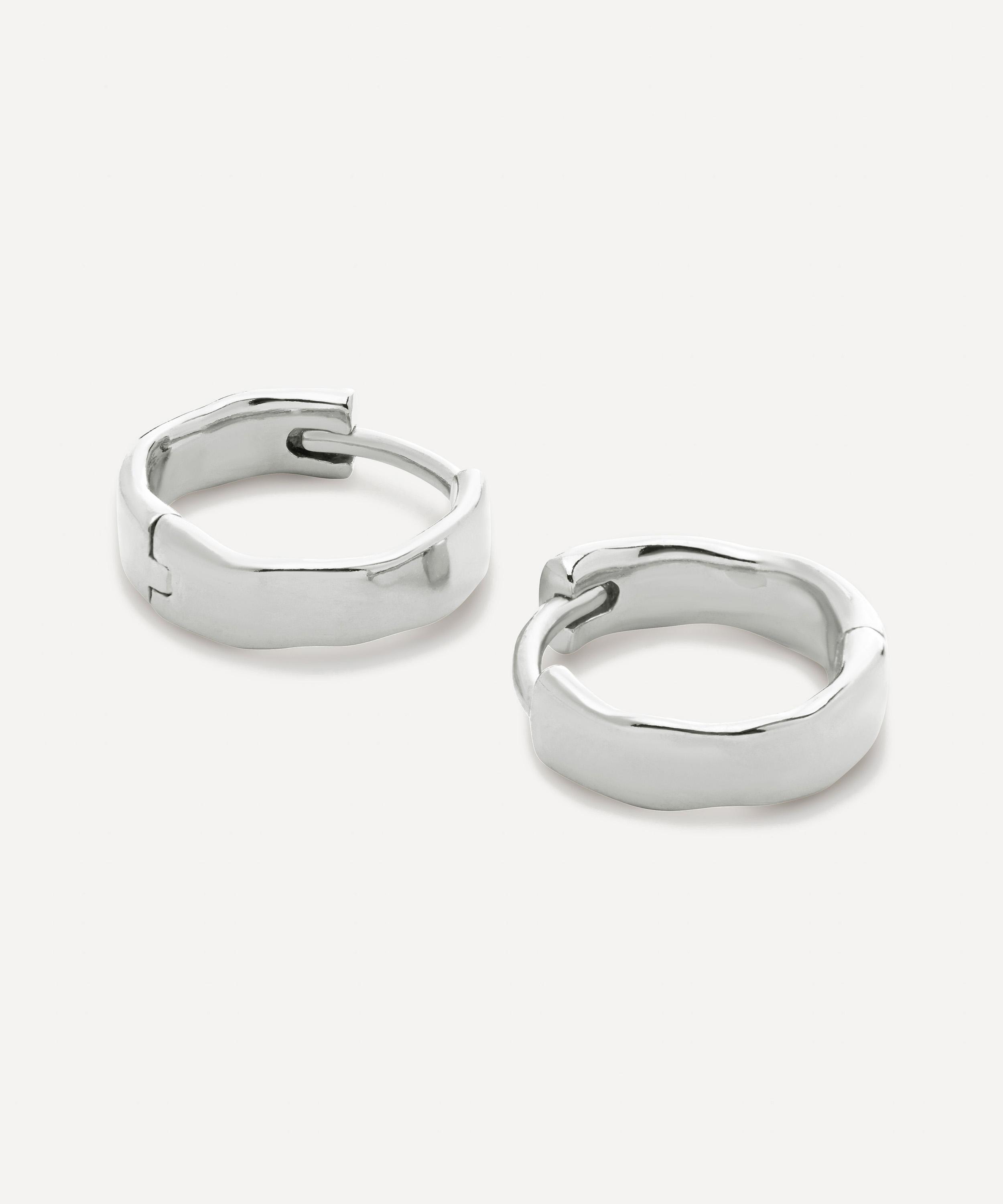 Monica Vinader - Sterling Silver Siren Muse Wave Small Hoop Earrings image number 2