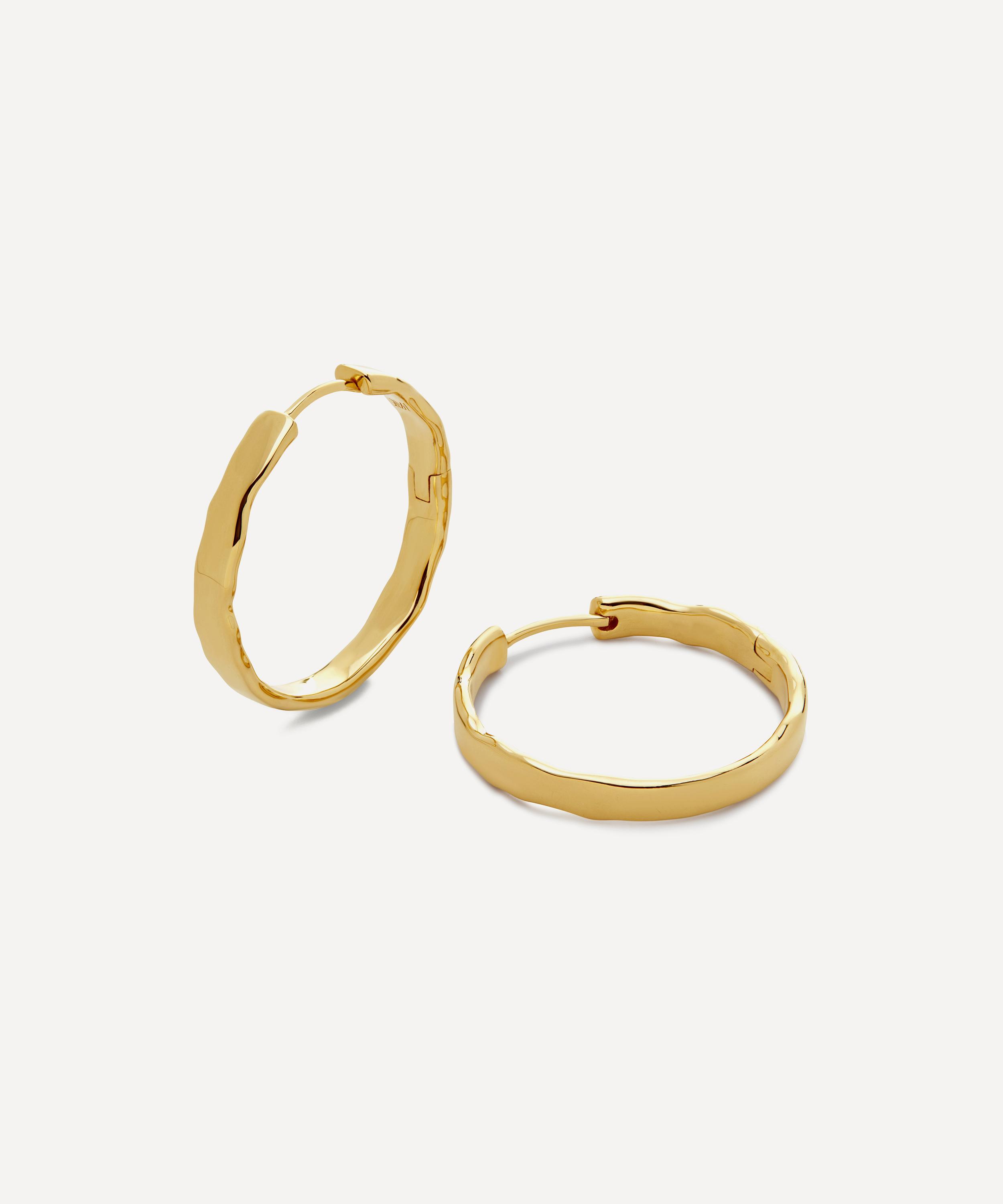 Monica Vinader - 18ct Gold-Plated Vermeil Silver Siren Muse Wave Medium Hoop Earrings image number 0