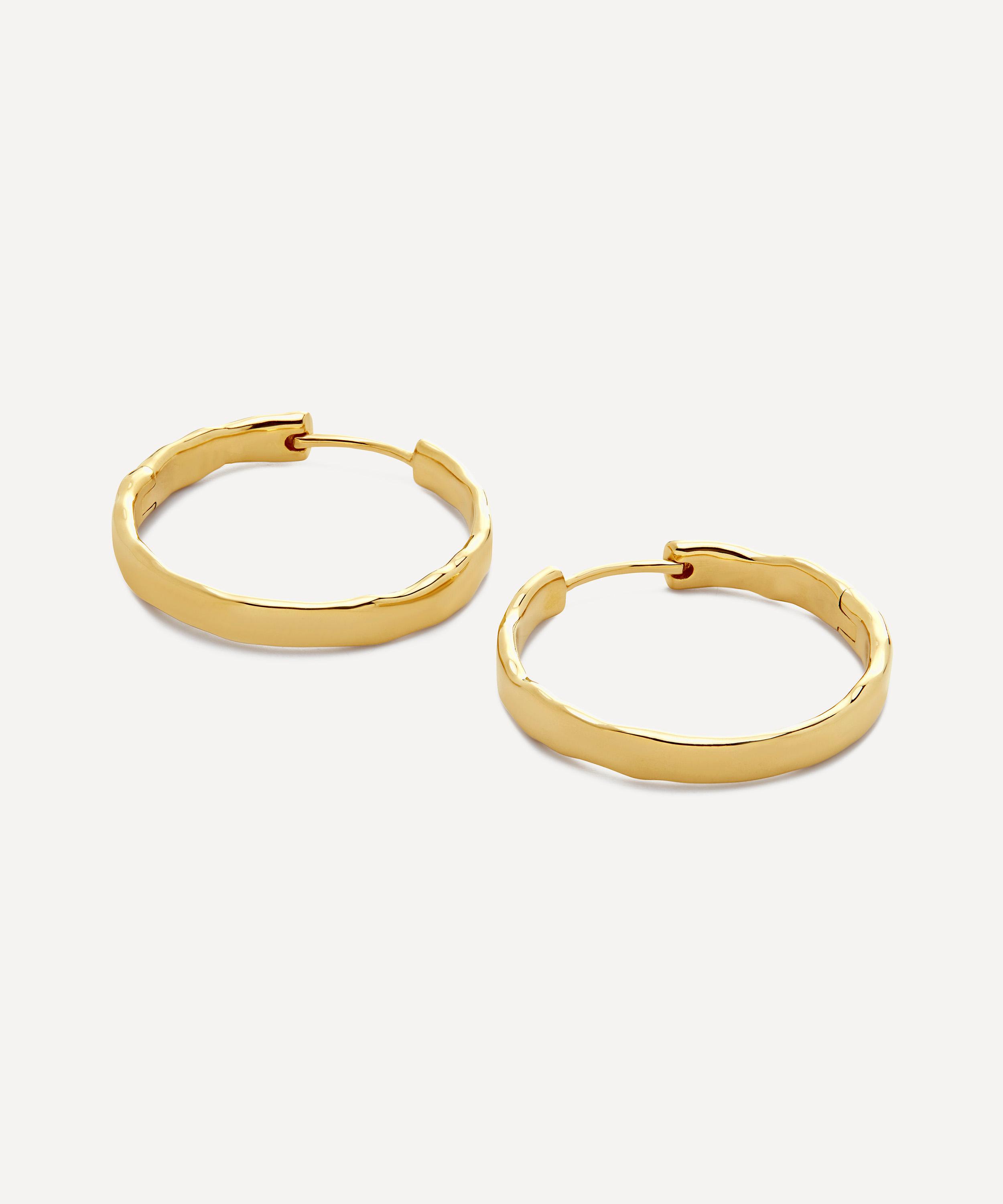 Monica Vinader - 18ct Gold-Plated Vermeil Silver Siren Muse Wave Medium Hoop Earrings image number 2