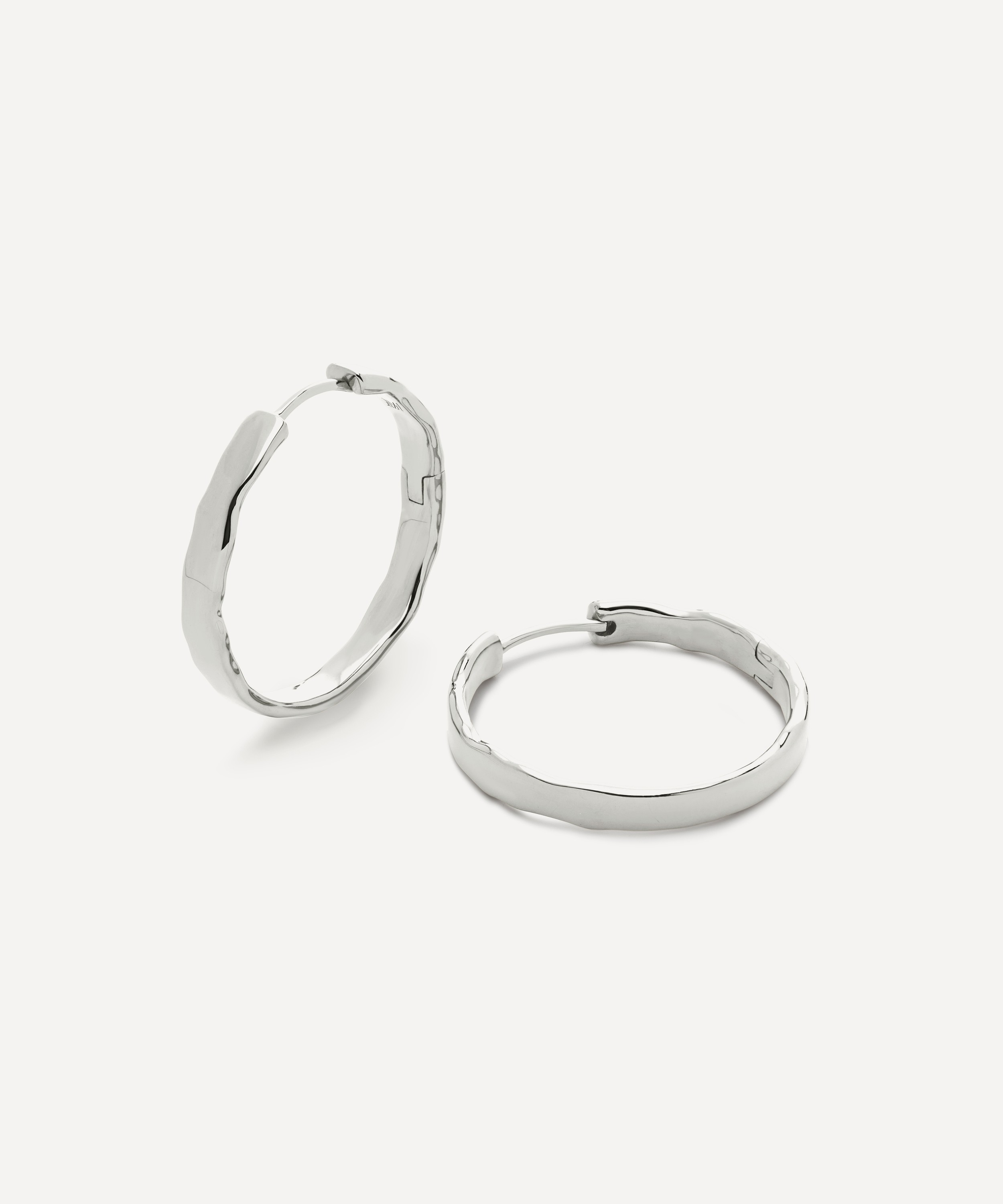 Monica Vinader - Sterling Silver Siren Muse Wave Medium Hoop Earrings image number 0