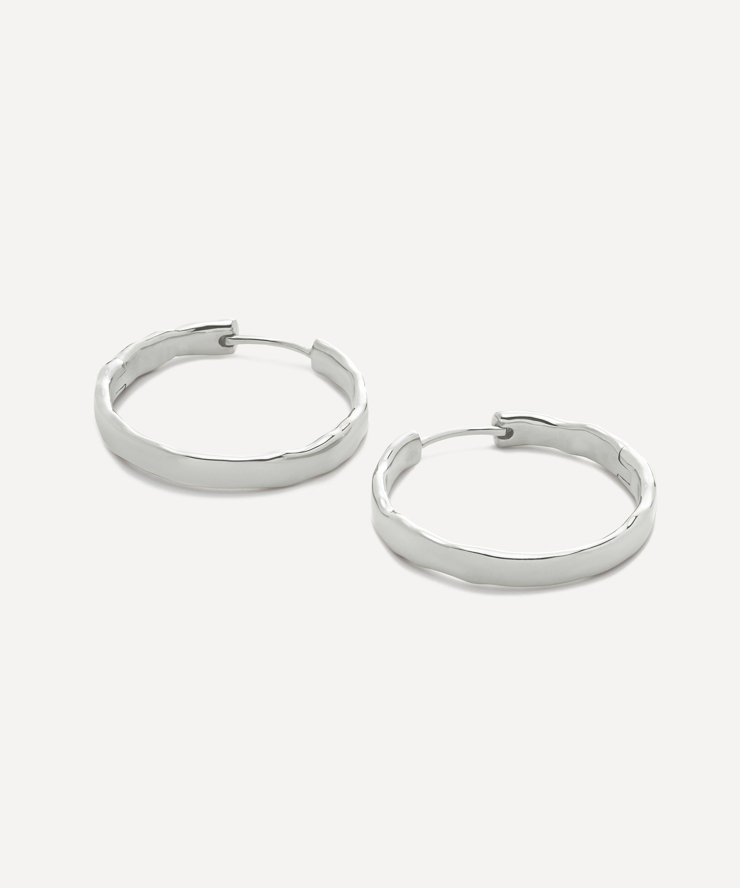 Monica Vinader - Sterling Silver Siren Muse Wave Medium Hoop Earrings image number 2