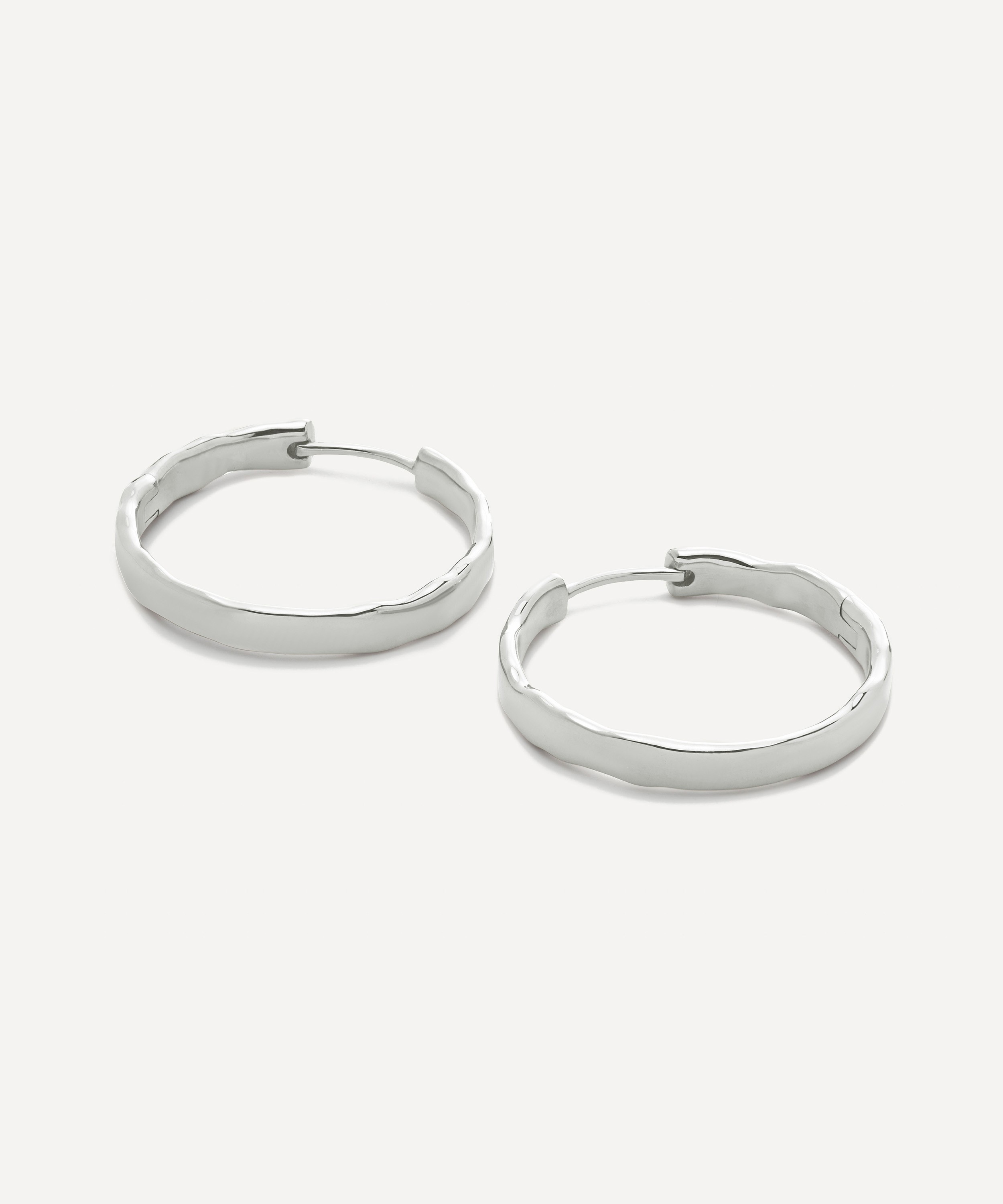 Monica Vinader - Sterling Silver Siren Muse Wave Medium Hoop Earrings image number 3