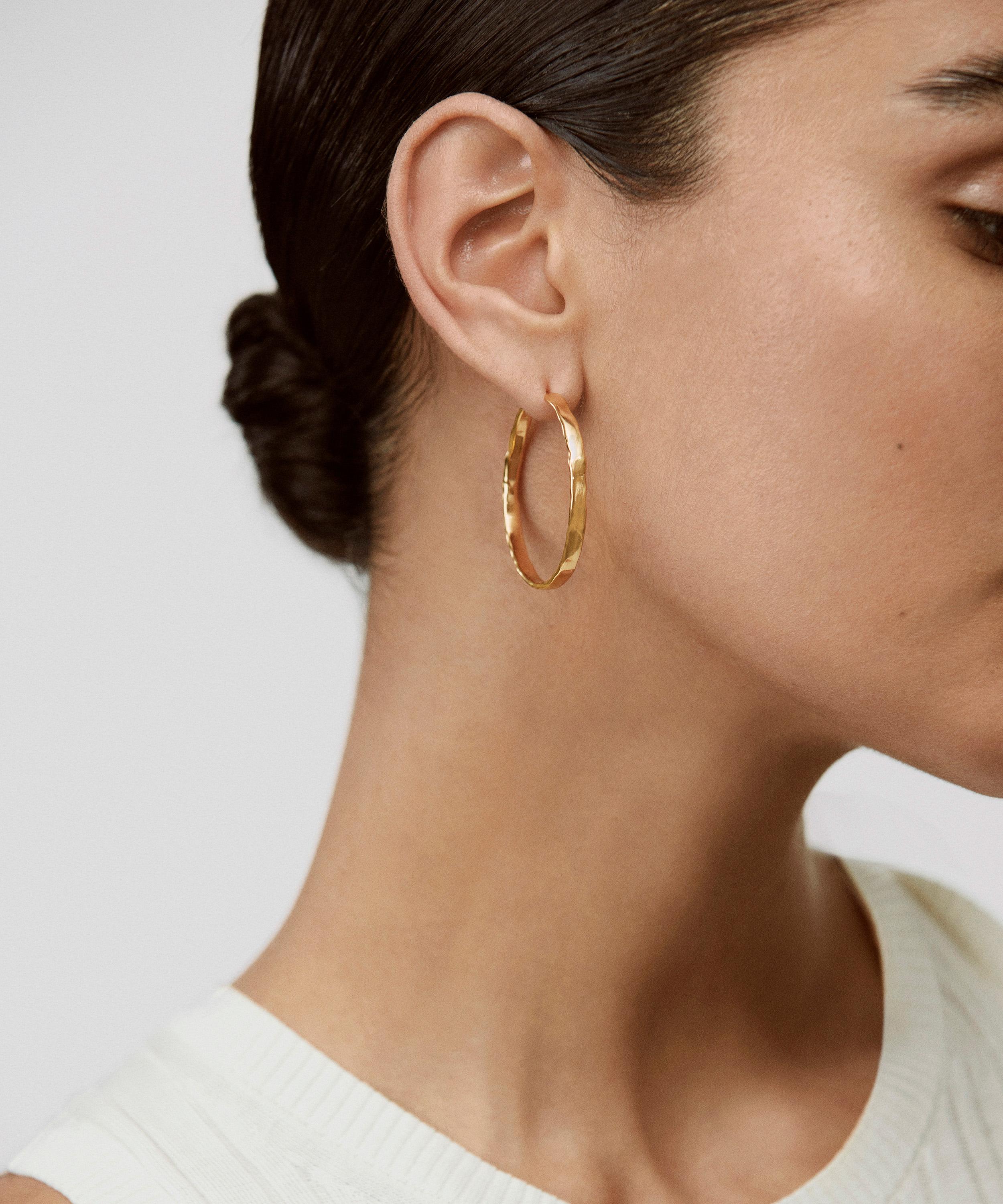 Monica Vinader - 18ct Gold-Plated Vermeil Silver Siren Muse Wave Large Hoop Earrings image number 1