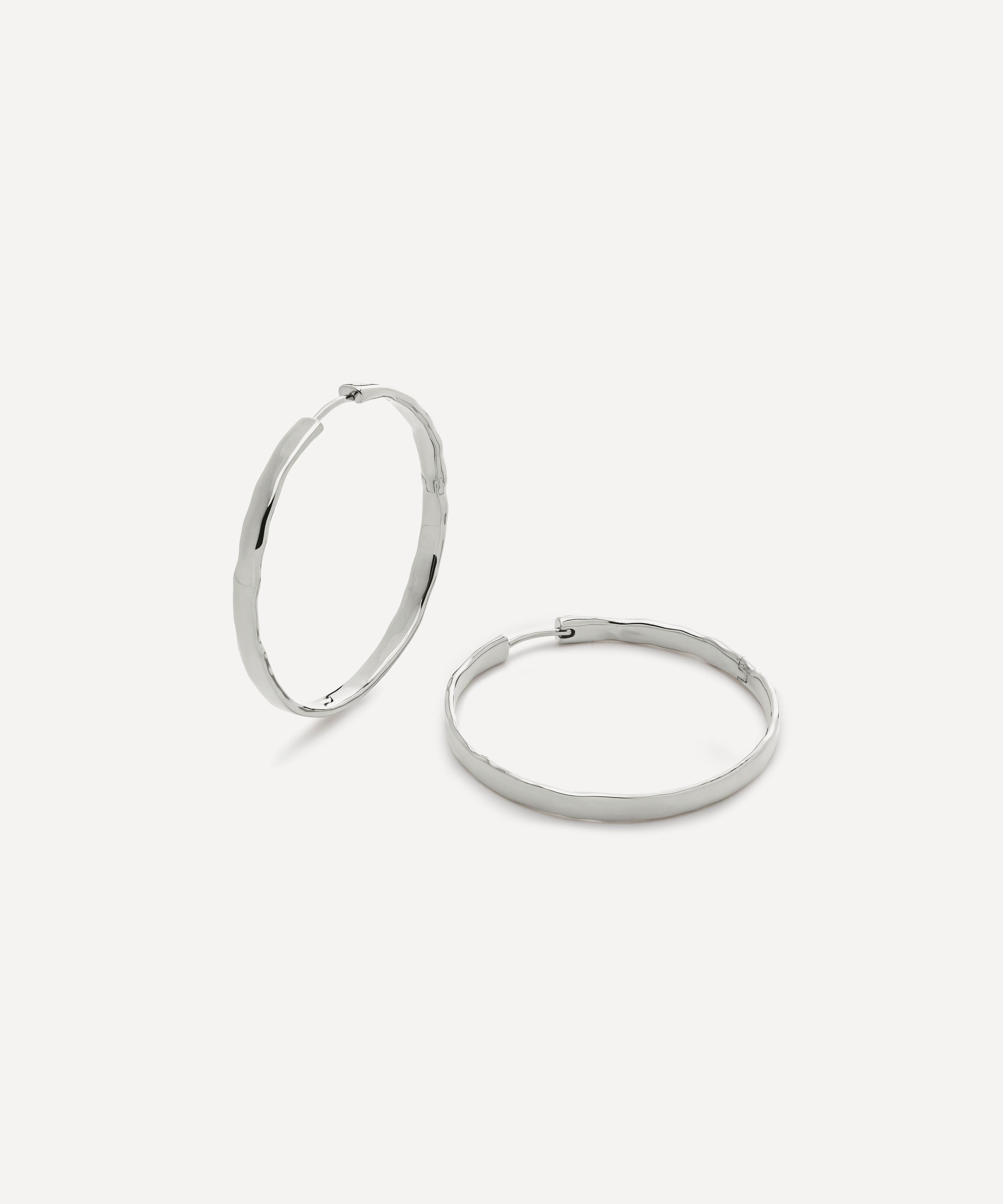 Monica Vinader - Sterling Silver Siren Muse Wave Large Hoop Earrings image number 0