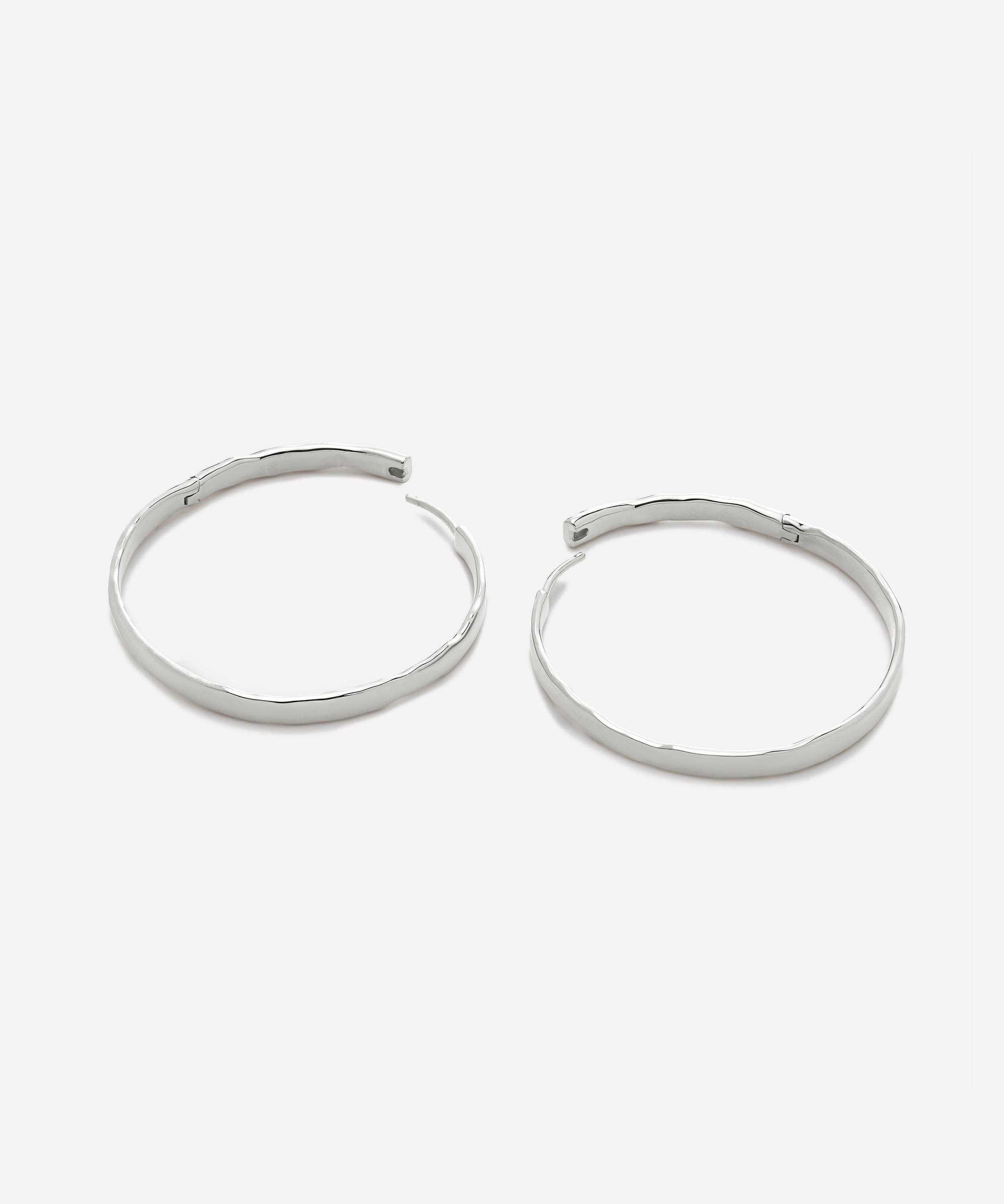Monica Vinader - Sterling Silver Siren Muse Wave Large Hoop Earrings image number 2