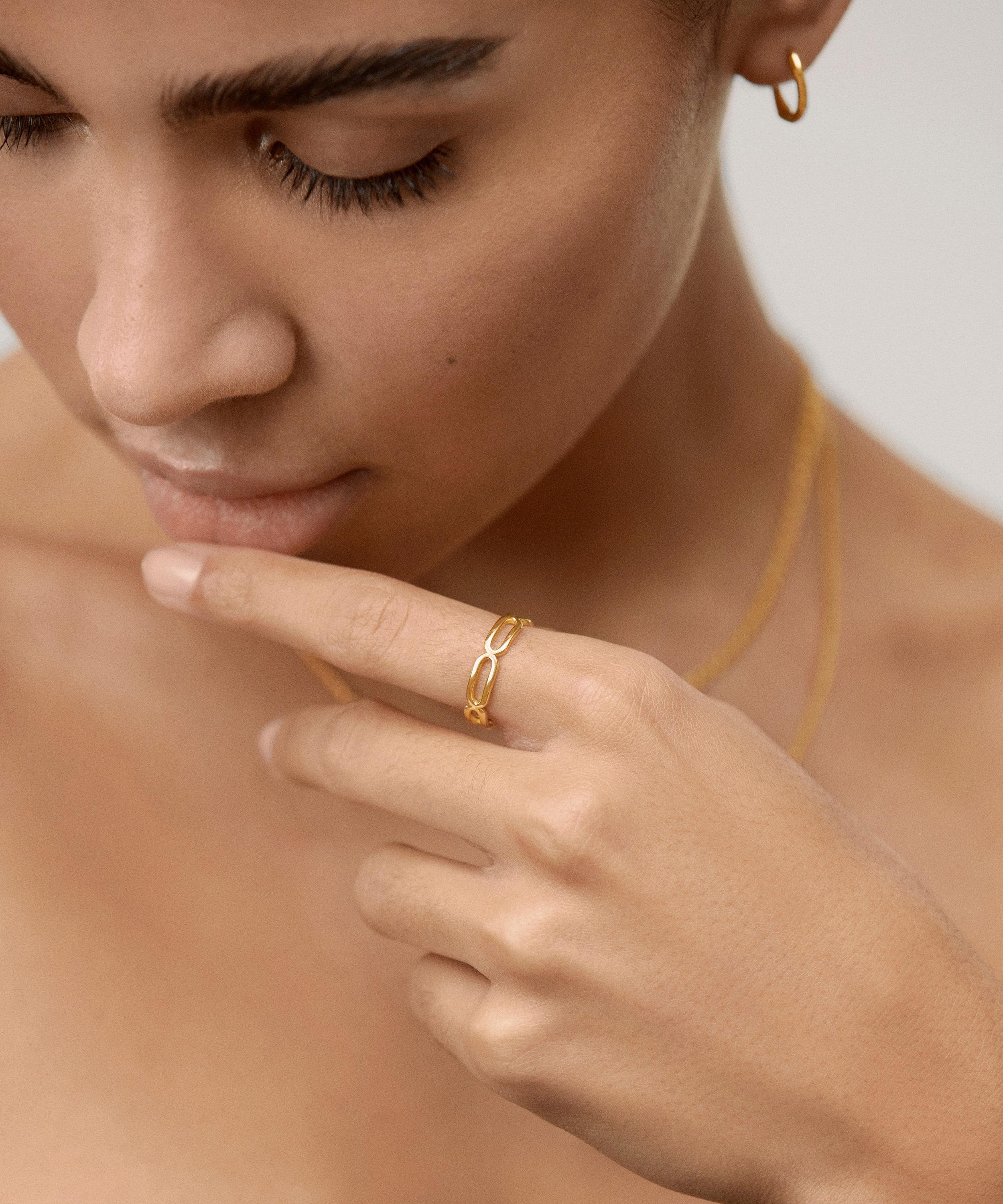 Monica Vinader - 18ct Gold-Plated Vermeil Silver Paperclip Stacking Ring image number 1