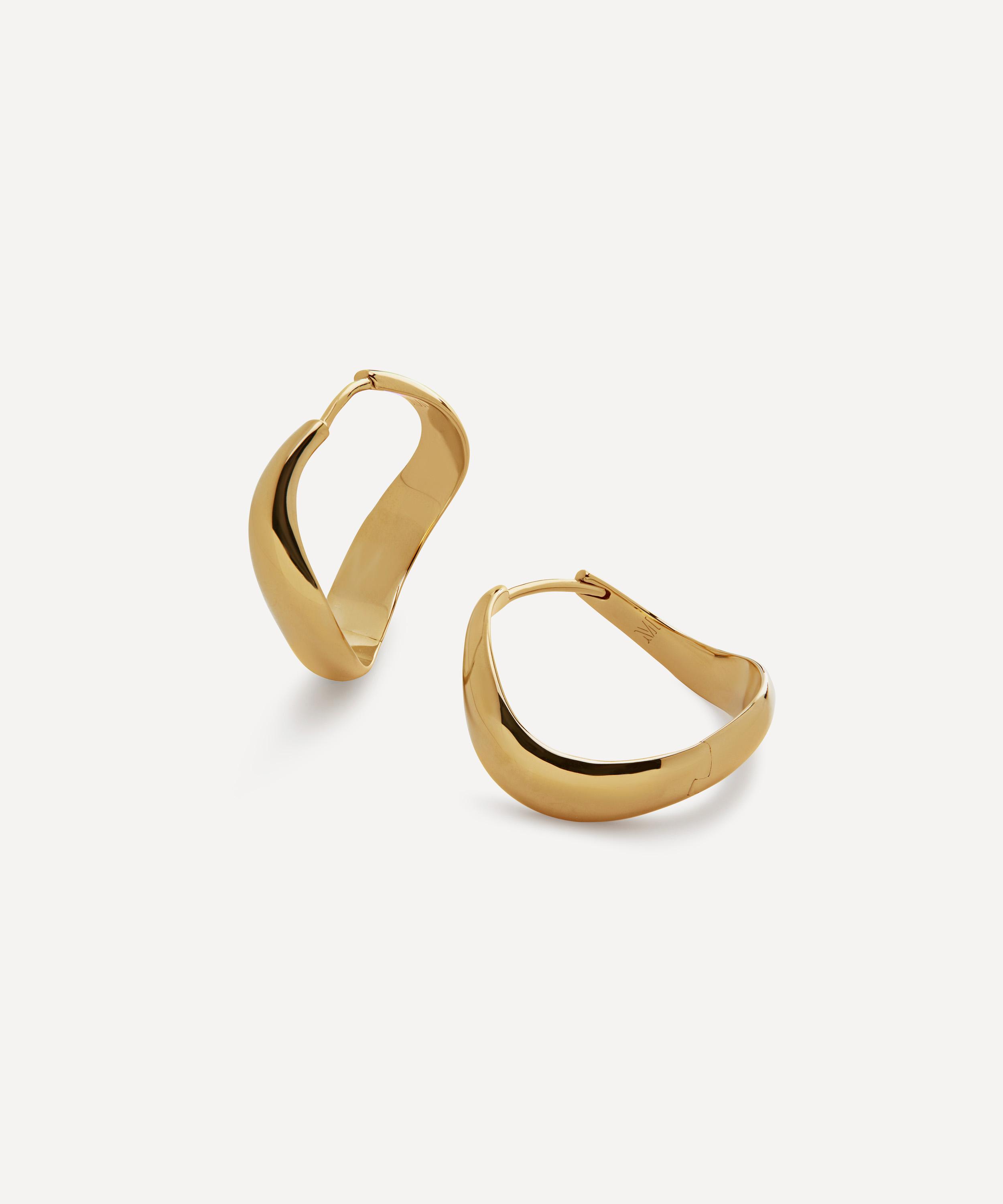 Monica Vinader - 18ct Gold-Plated Vermeil Silver Swirl Medium Hoop Earrings image number 0