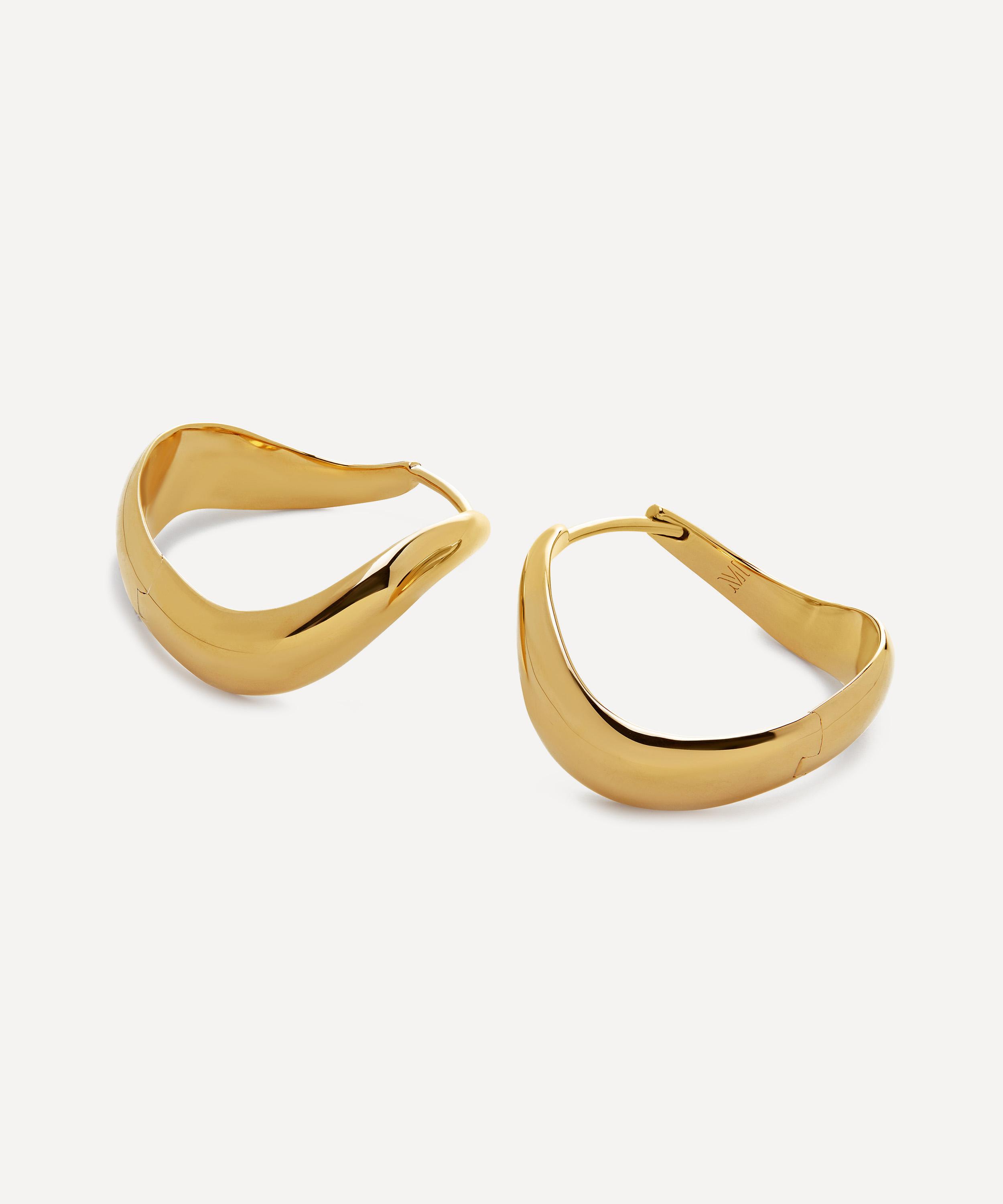 Monica Vinader - 18ct Gold-Plated Vermeil Silver Swirl Medium Hoop Earrings image number 2