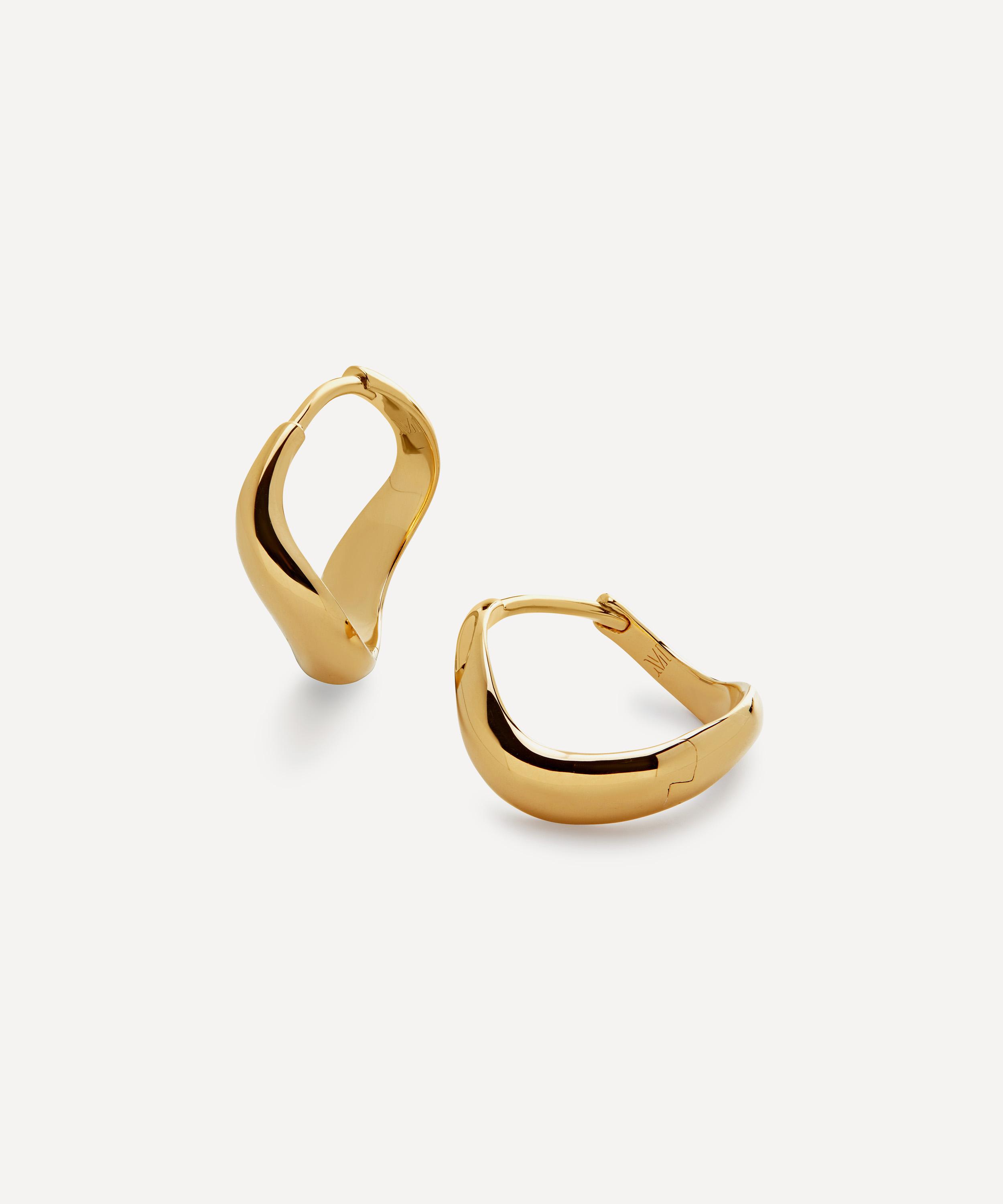 Monica Vinader - 18ct Gold-Plated Vermeil Silver Swirl Small Hoop Earrings image number 0