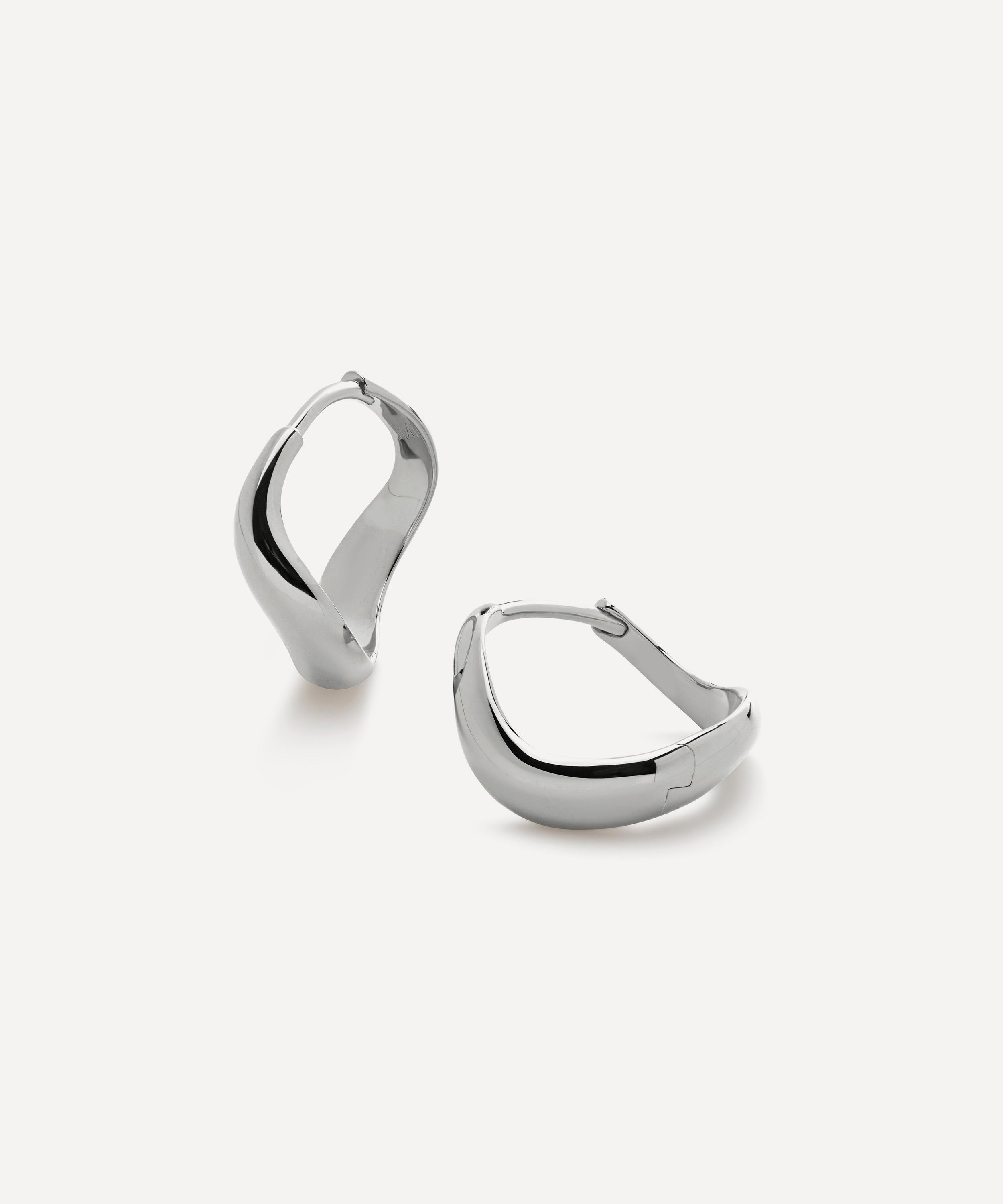 Monica Vinader - Sterling Silver Swirl Small Hoop Earrings image number 0