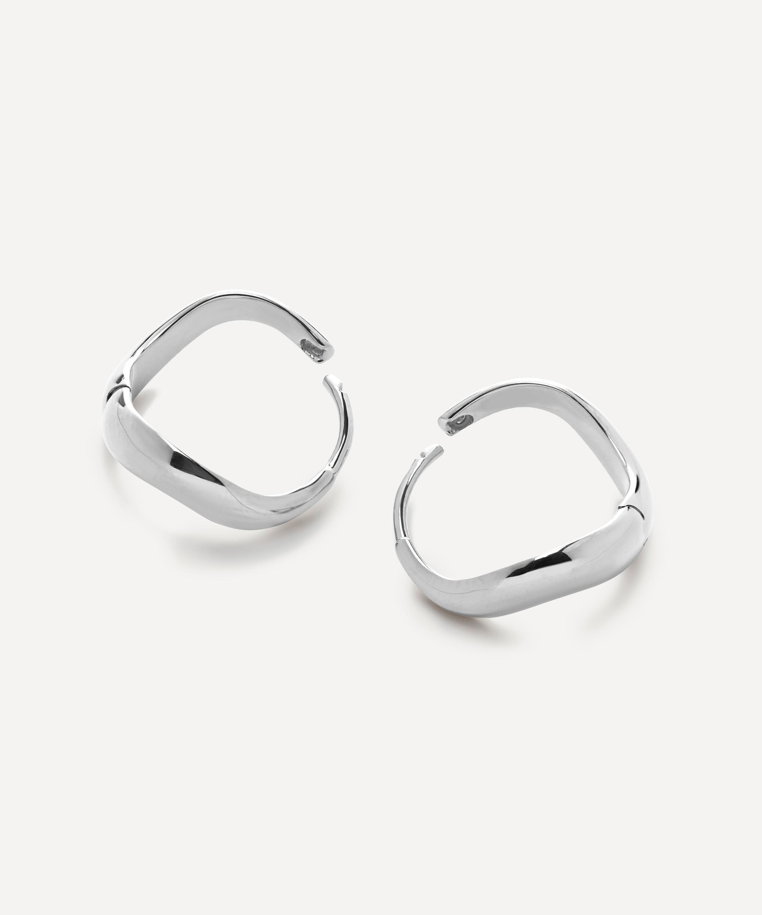 Monica Vinader - Sterling Silver Swirl Small Hoop Earrings image number 2