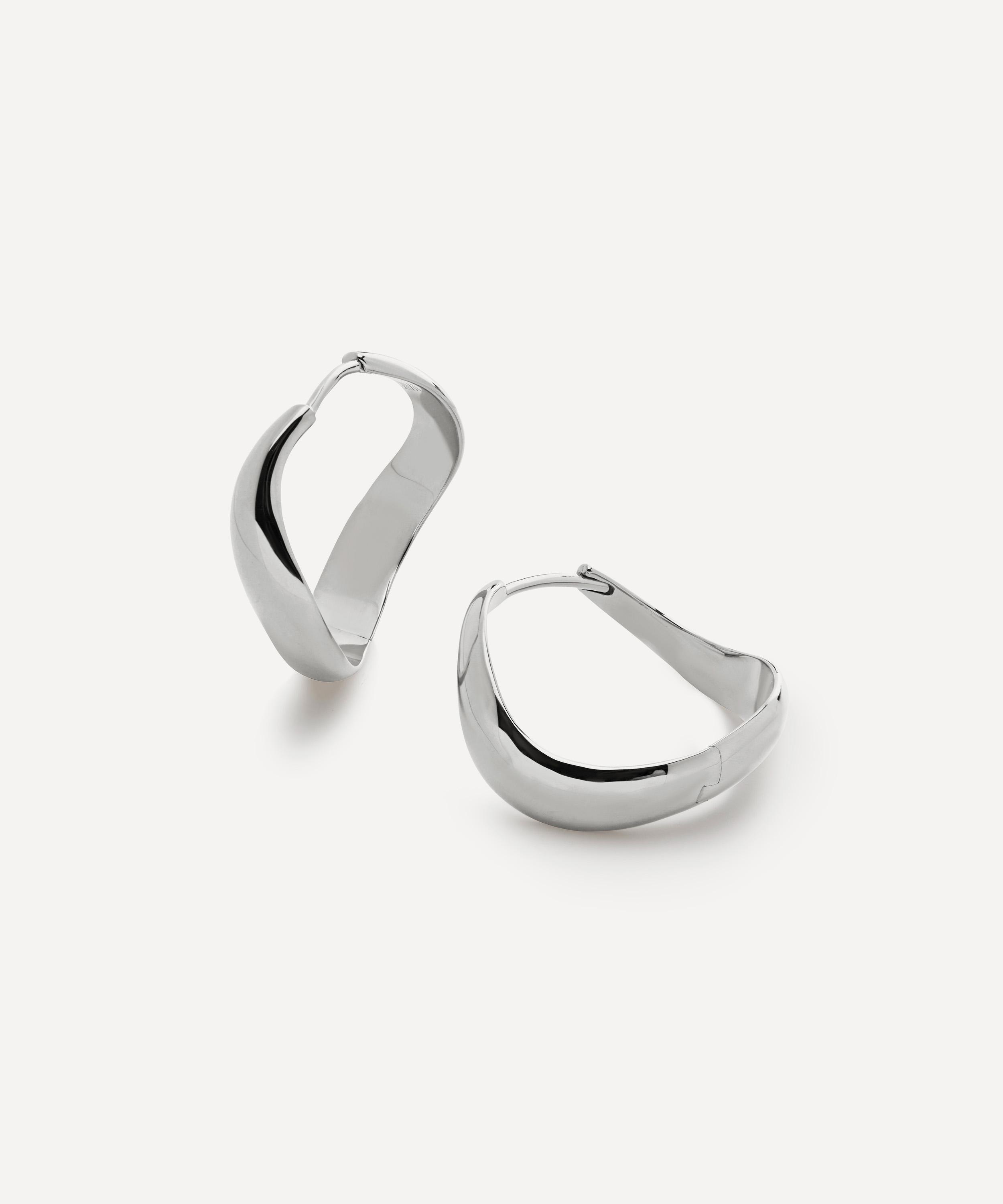 Monica Vinader - Sterling Silver Swirl Medium Hoop Earrings image number 0